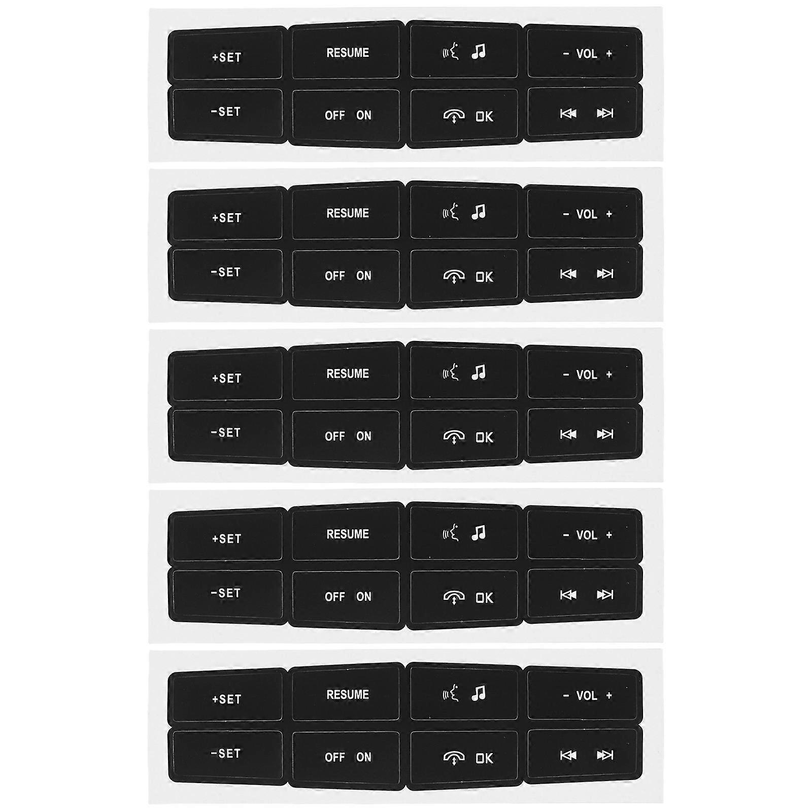 Steering Wheel Button Repair Sticker Kit for Car Steering Wheel Buttons Pvc Black Durable Material Enhancing Driving Experience 5Pcs