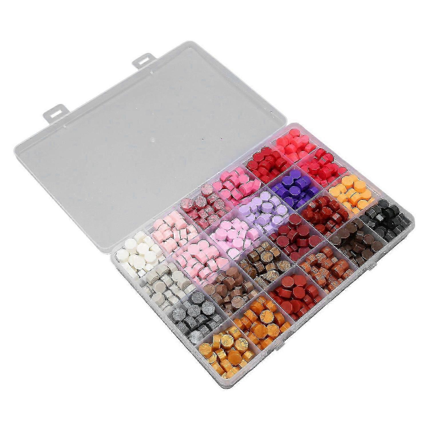 Siegelwachsperlen verpackt 24 Gitter 24 Farben DIY Herstellung einer achteckigen Form leicht schmelzendes schnell trocknendes Wachsstempel-Kit Typ 2