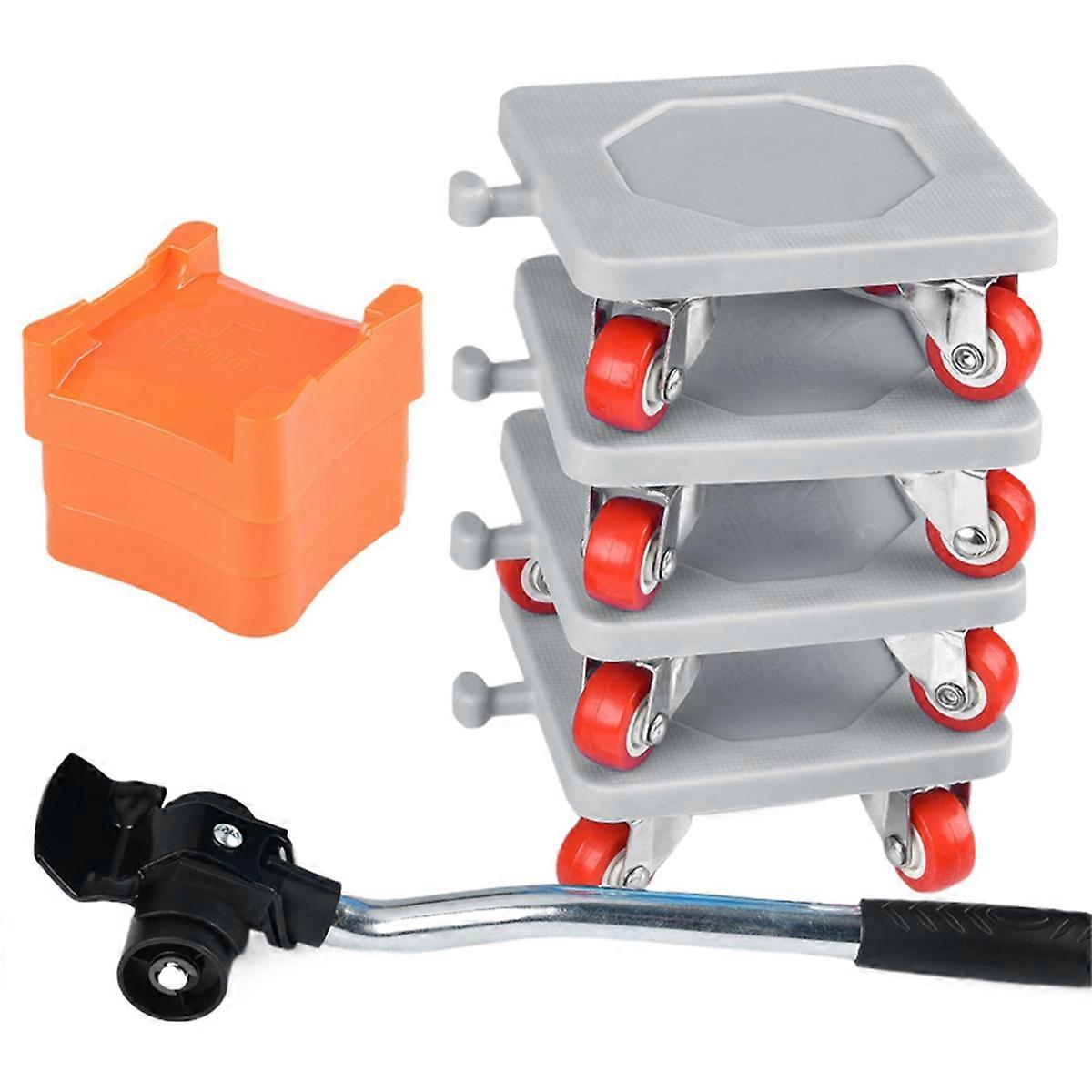 Professional Furniture Mover Tool Set Heavy Stuffs Transport Lifter Wheeled Mover Roller with Wheel Bar 4 Sliders