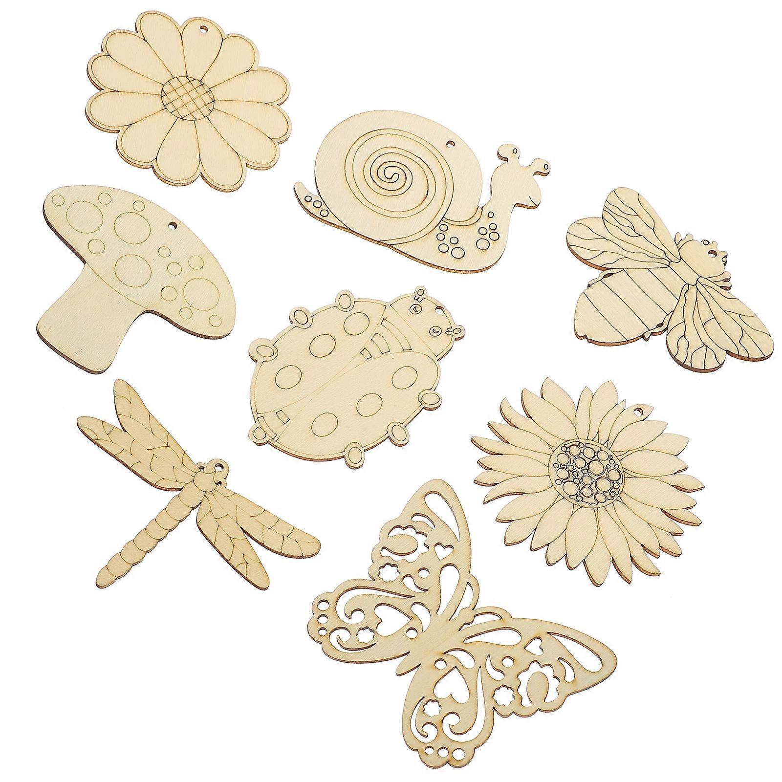 Spring Wood Cutouts Unfinished Wooden Chips for Craft Projects 400Pcs