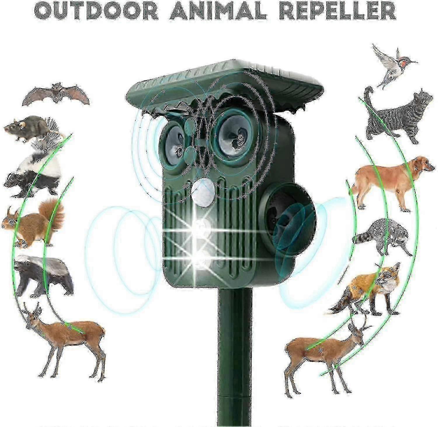 Ultrasonic Solar Deer Repeller - 5 Adjustable Modes - Get Rid Of Deer In 48 Hours -DGZD