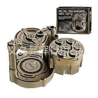 Metal Dice Set of 7, Rotatable Bullet Dice Set Revolver Storage Container, Rotating Fingertip Stress