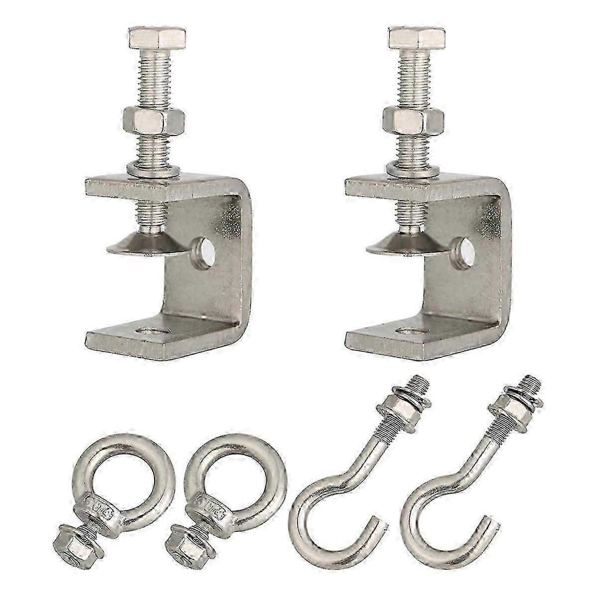 Stainless Steel Small C Clamp with Ring, C Clamp,Pipe Clamp Hooks for Hanging, Beam Clamp with Ring--