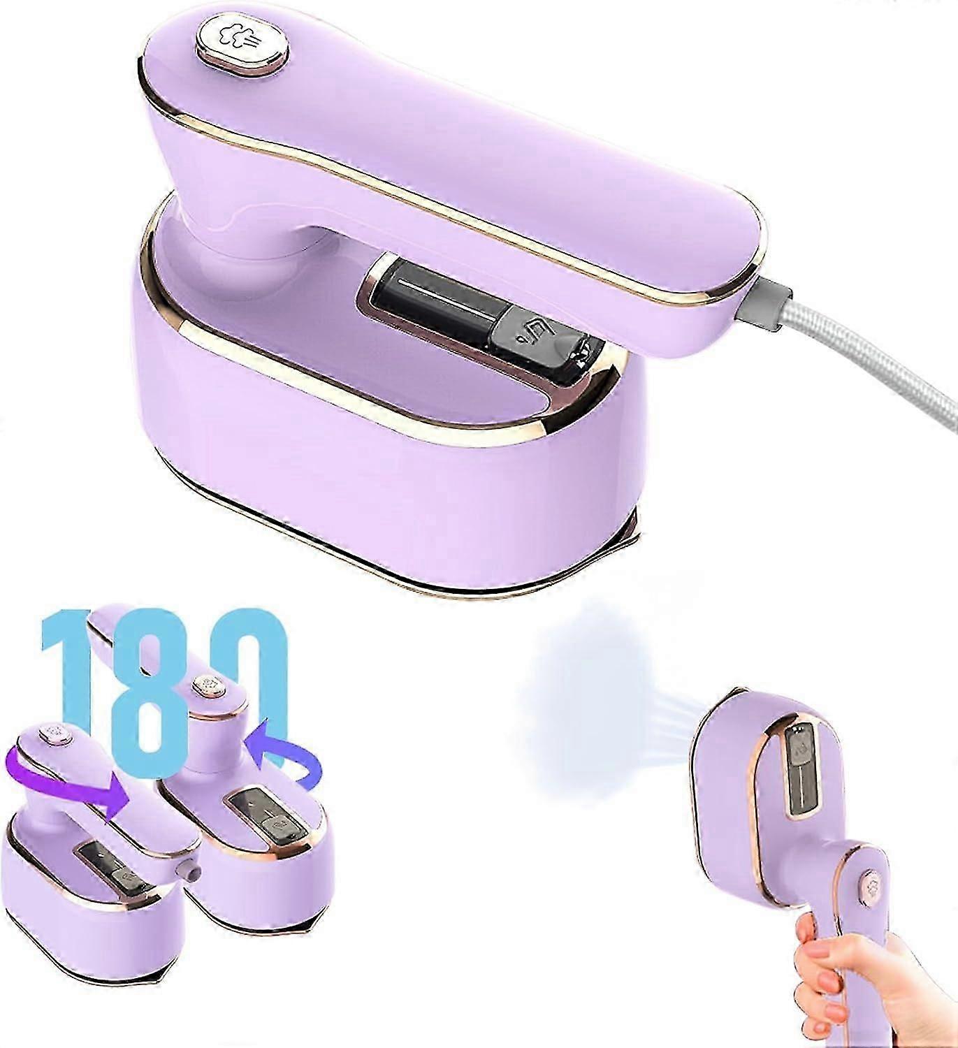 Compact 1000W Travel Steam Iron with Foldable Design and 180-Degree Rotating Handle
