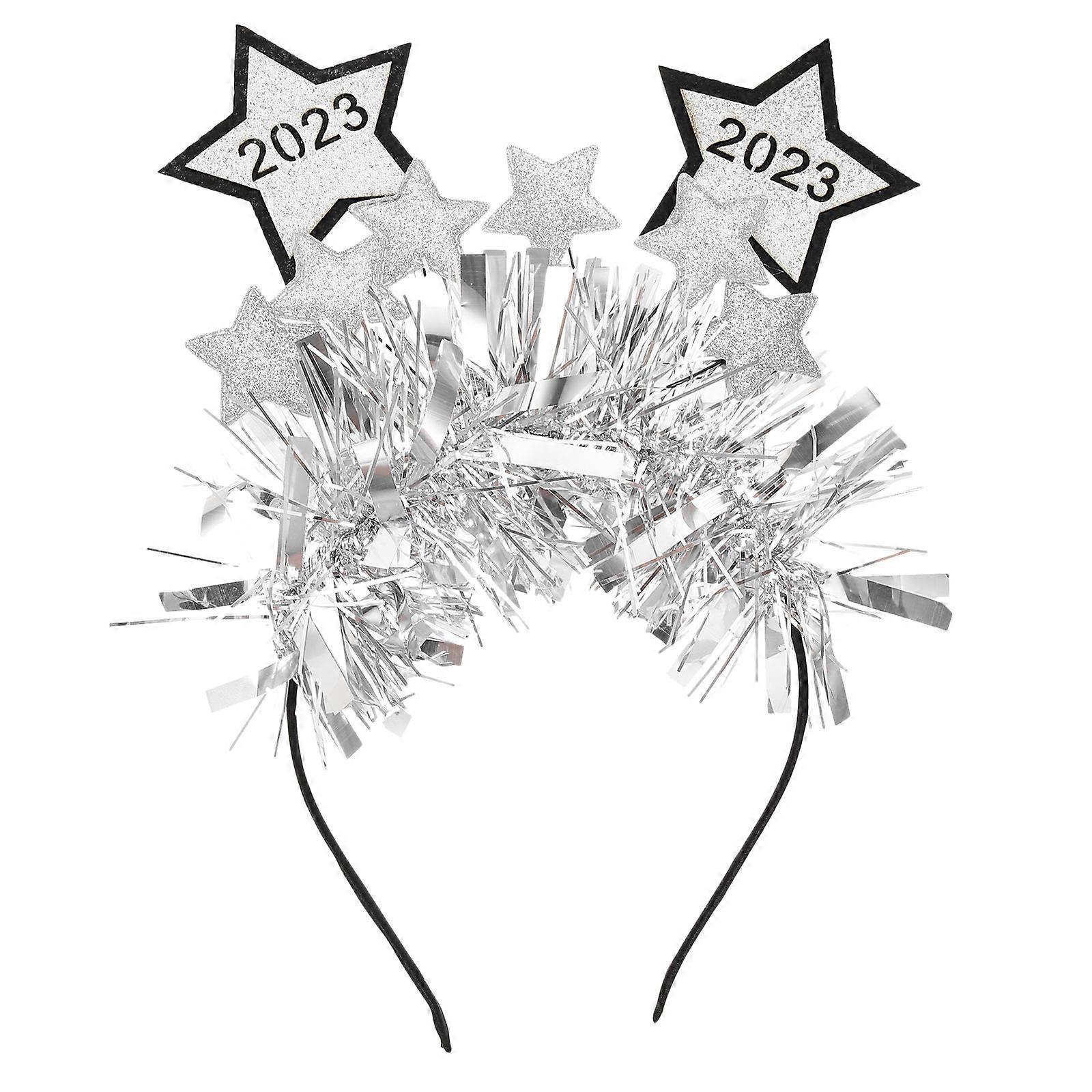 Star Sequin Headband for New Year Hair Hoops with Silver Design 2023