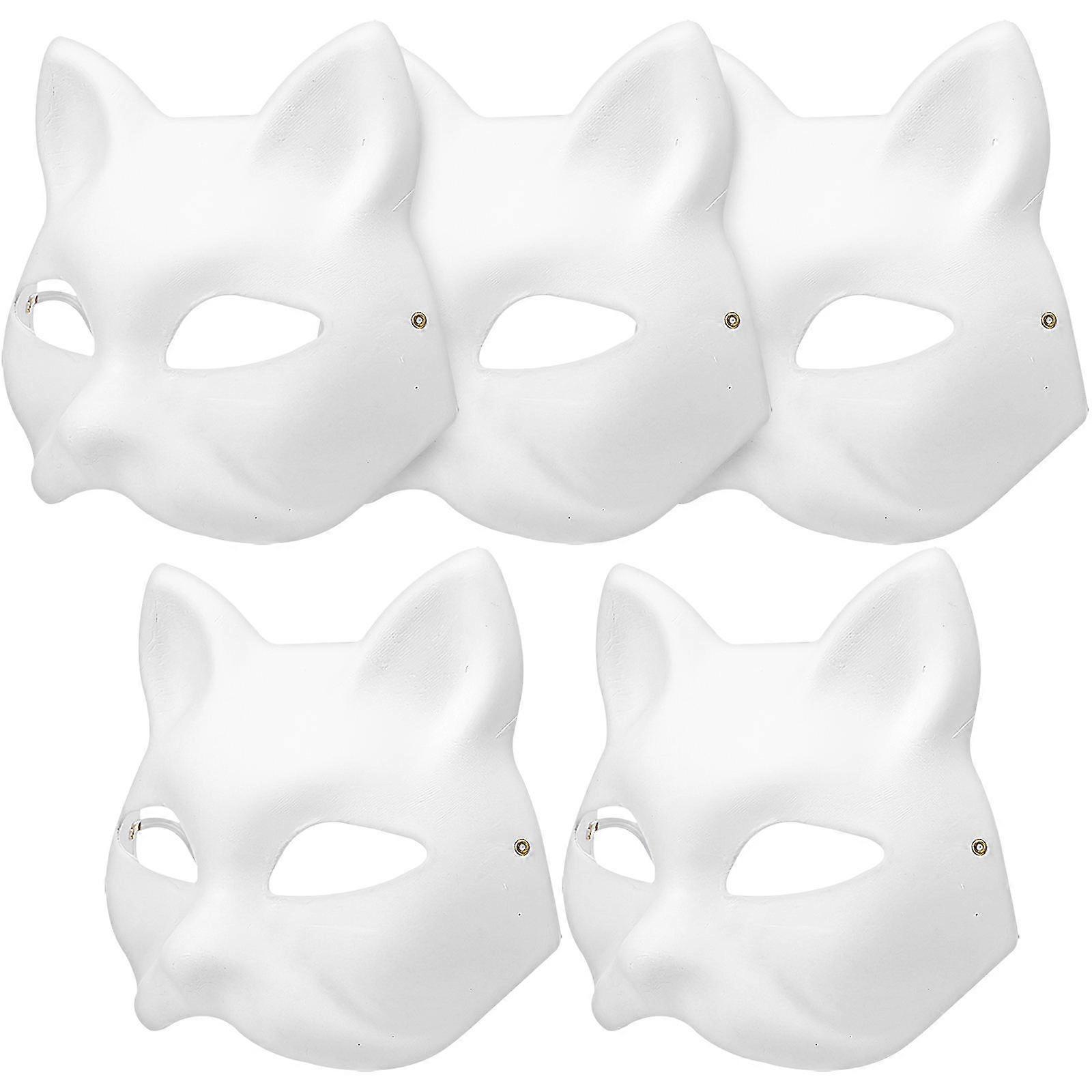 White Cat Mask Blank Paper for Party Use 25Pcs with Elastic Band