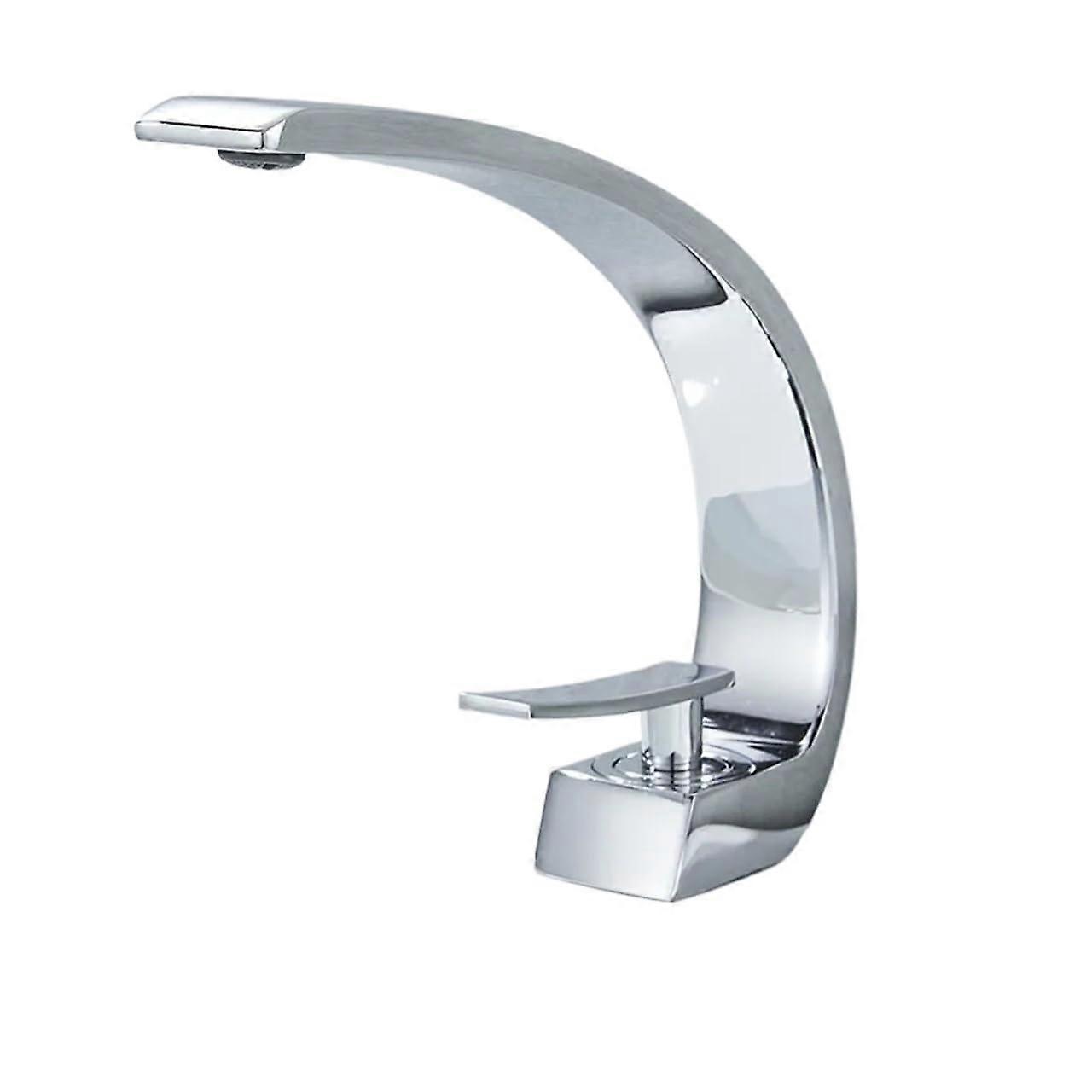 Brushed Bathroom Faucet Brass Basin Sink Faucet, Single Handle Single Hole, Hot And Cold Mixer, Curve Design Color C