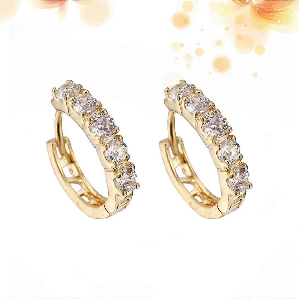 Electroplating Diamond-Encrusted Ear Ring for Decoration 1Pair Golden Earrings