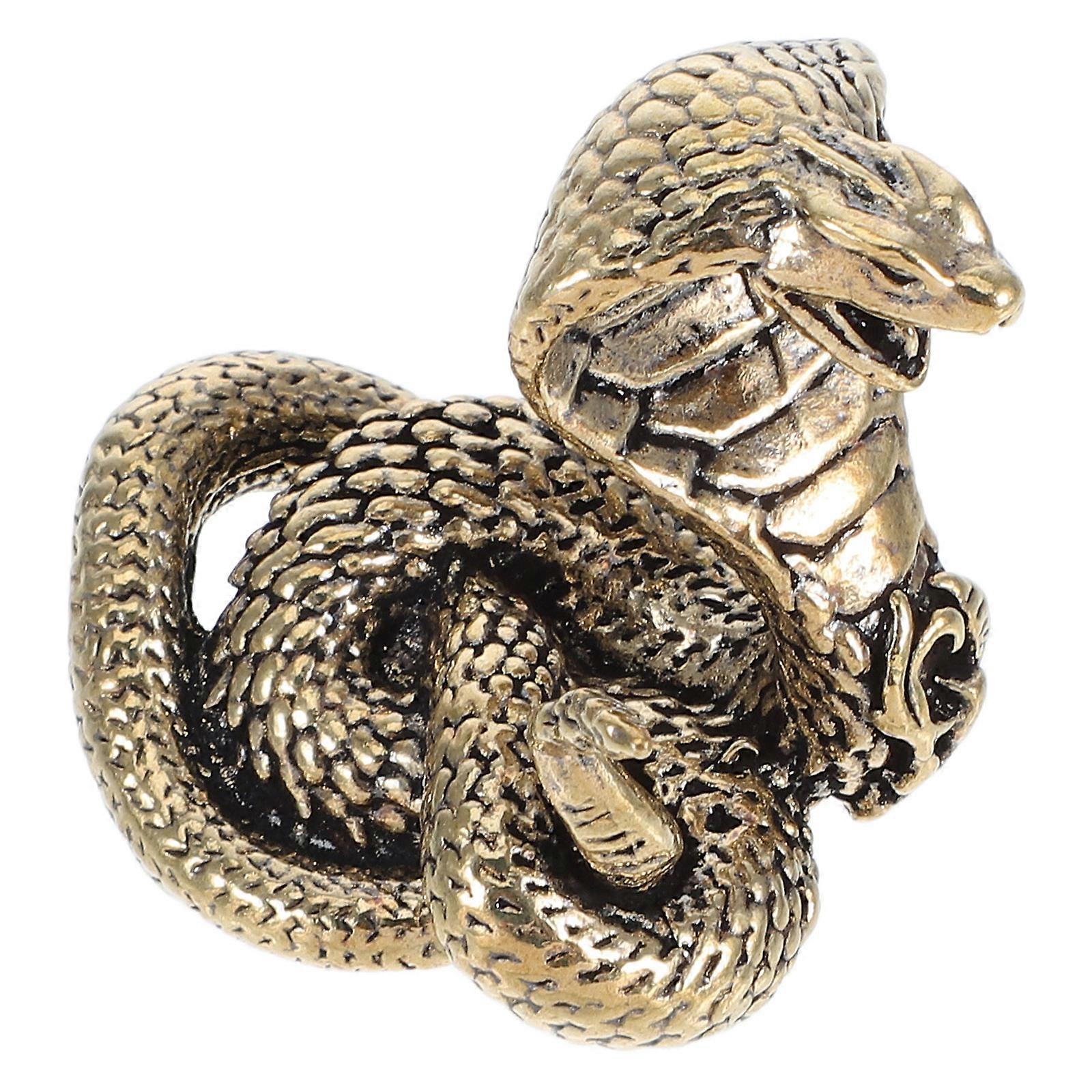 Golden Brass Snake Figurine for Decoration 5Pcs Desktop Snake Statues