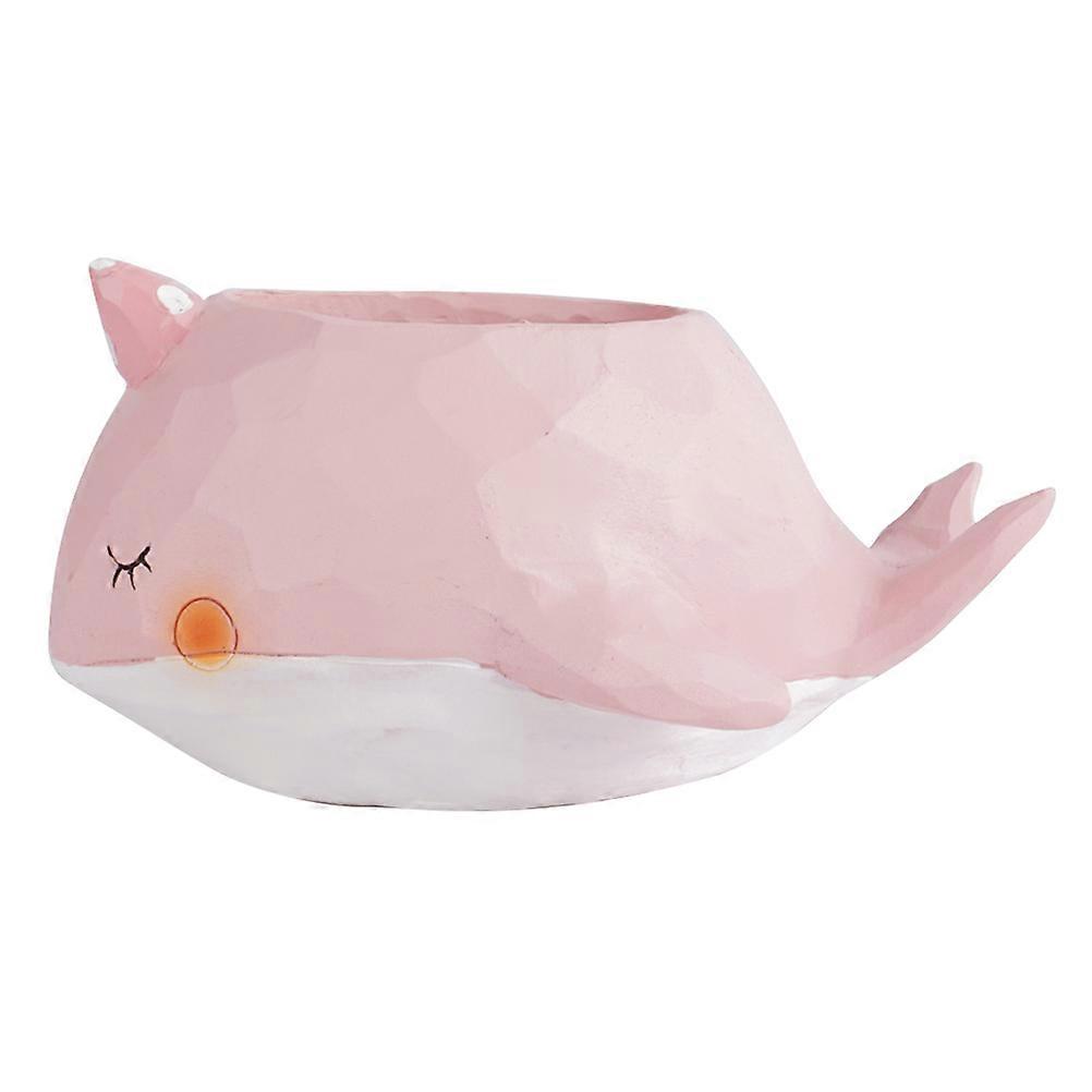 Pink Resin Decorative Whale Flowerpot for Home Use 3Pcs Succulent Planter