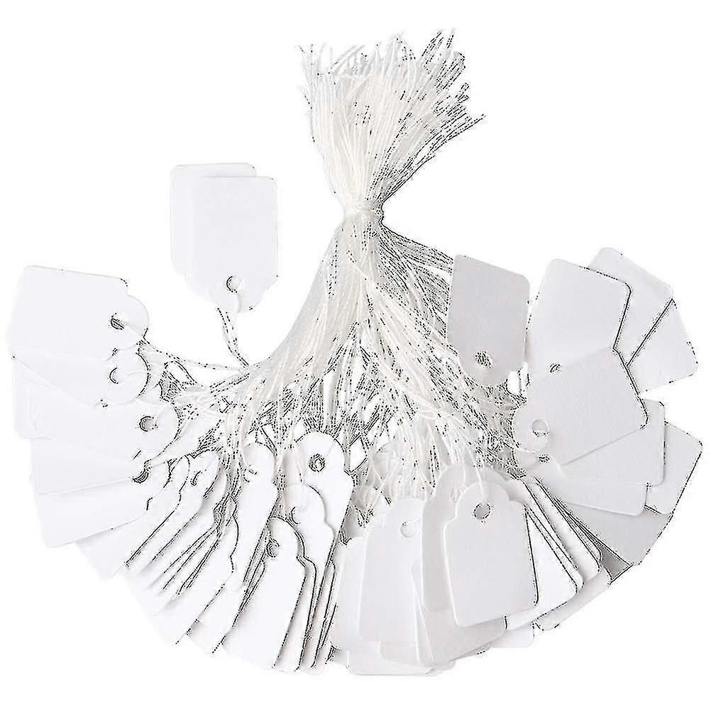 500 stuks sieraden prijskaartjes, wit geregen tags papier markering tags kleding display tag prijslabels met string