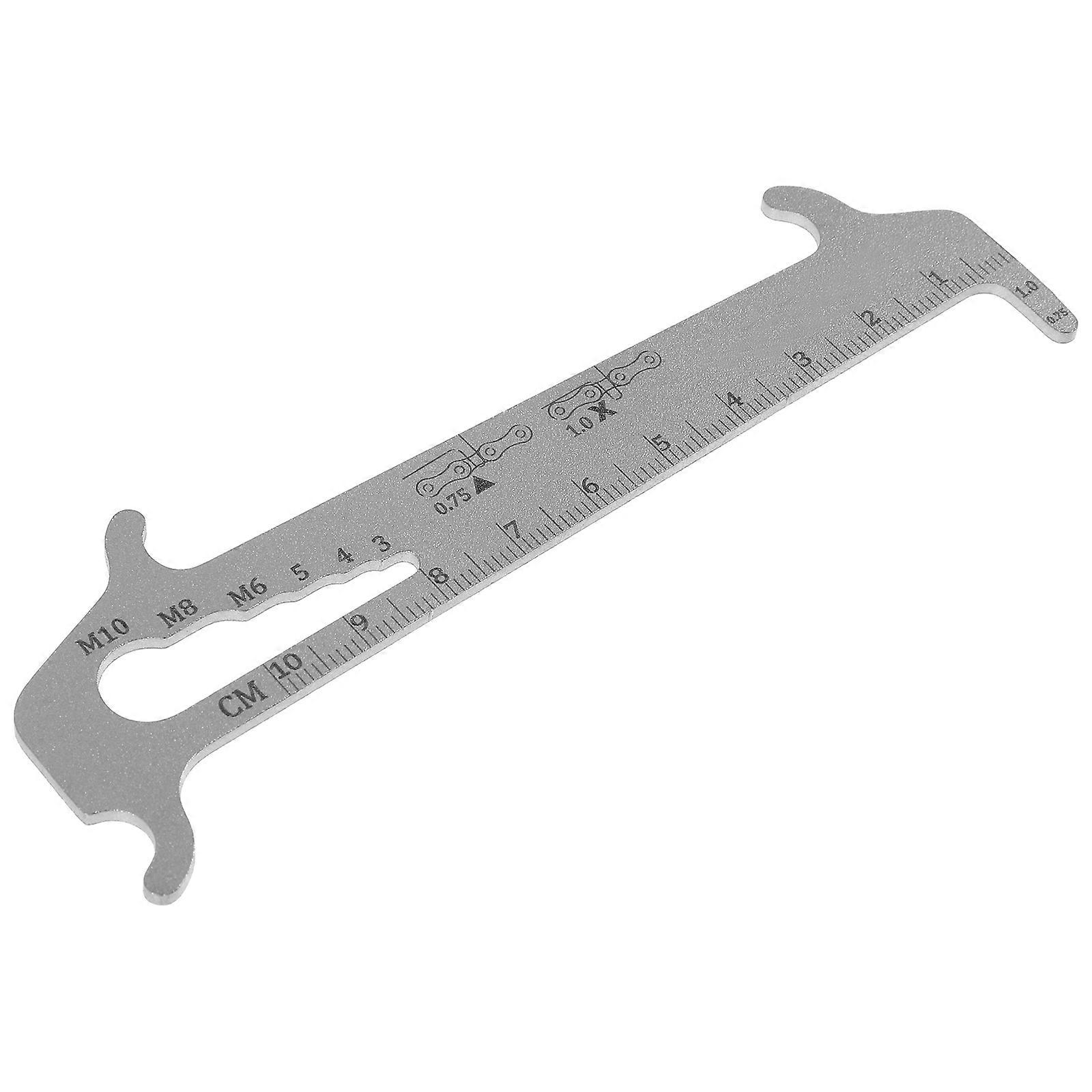 Bike Chain Wear Indicator Silver Aluminum Alloy Measuring Ruler 3Pcs for Chain Measurement