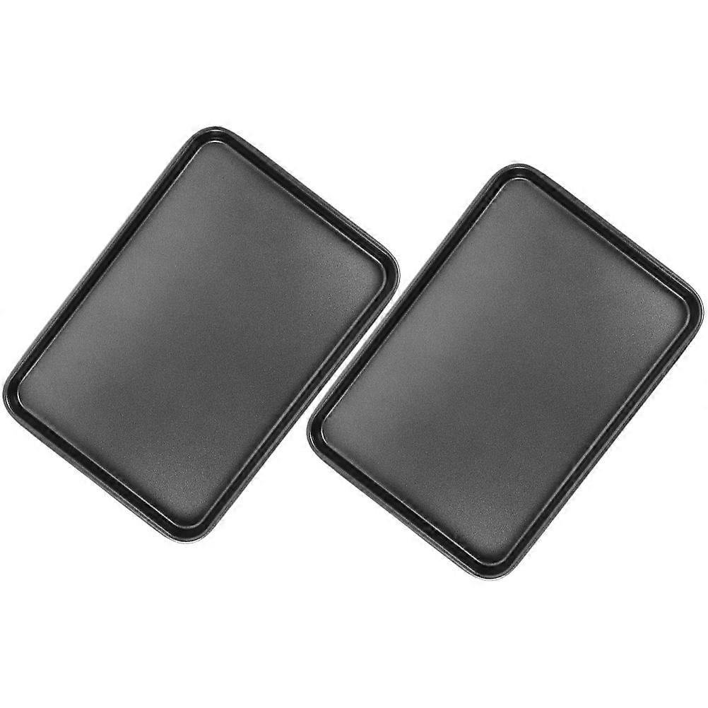 Carbon Steel Baking Tray Rectangular Non Stick Black for Baking Cakes Bread Pizza 2Pcs