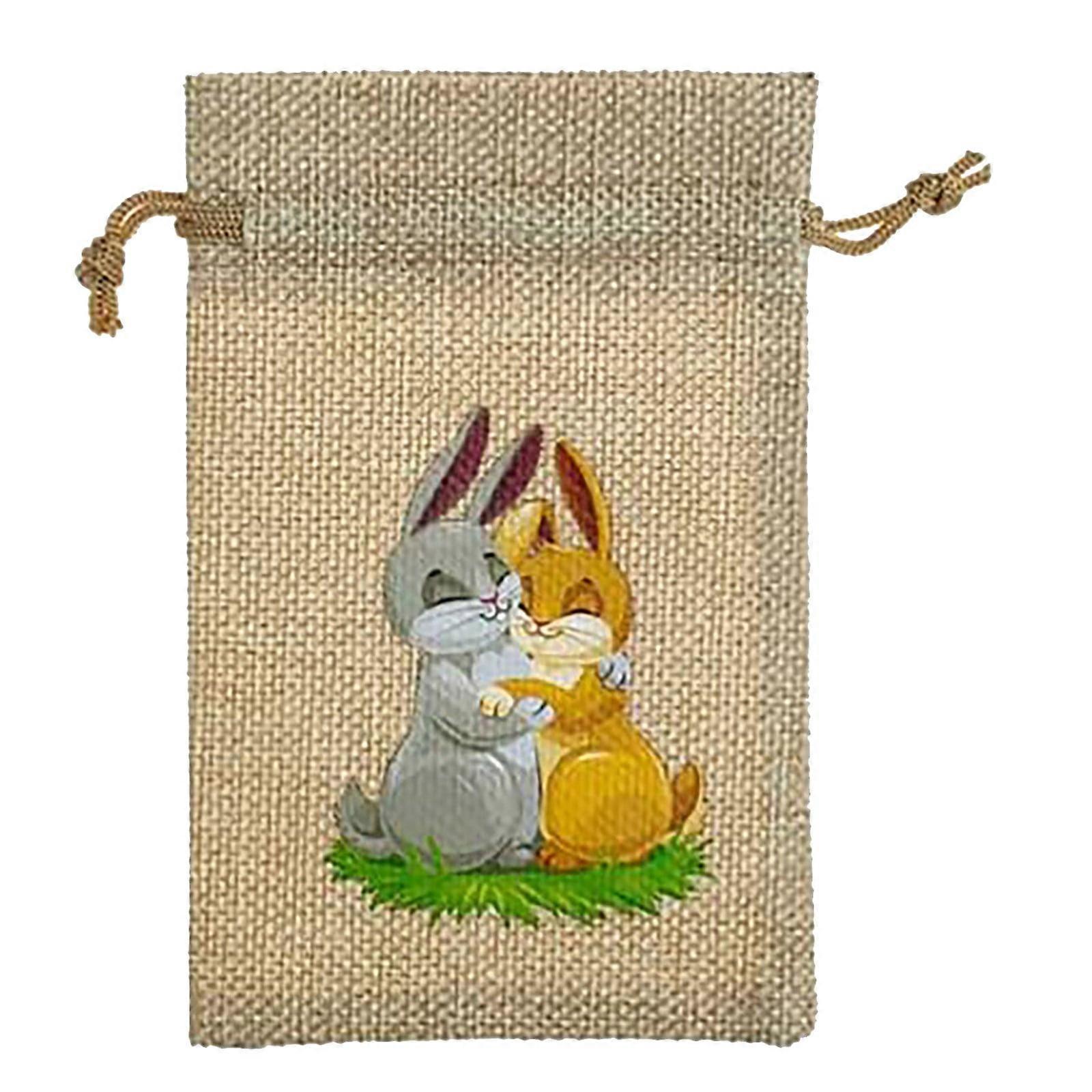 TenYiLy Clearance Easter Bunny Egg Candy Box Linen Drawstring Happy Easter Gift Bag