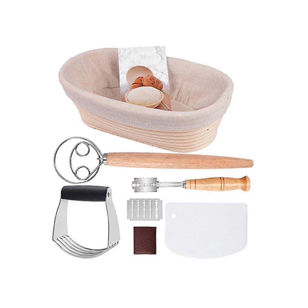 1pcs Bread Baking, Oval Bread Fermentation Basket, With Flour Mixer Accessories, Used For Kitchen Making Tools