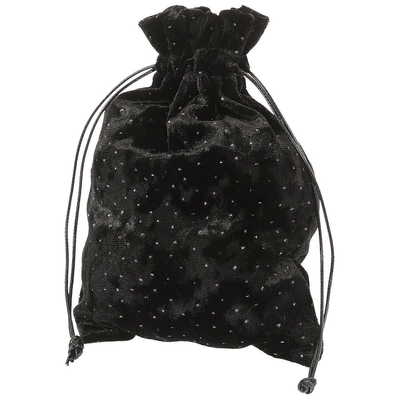 Tarot Card Drawstring Bag for Storage Use 2Pcs Black Velvet Pouch