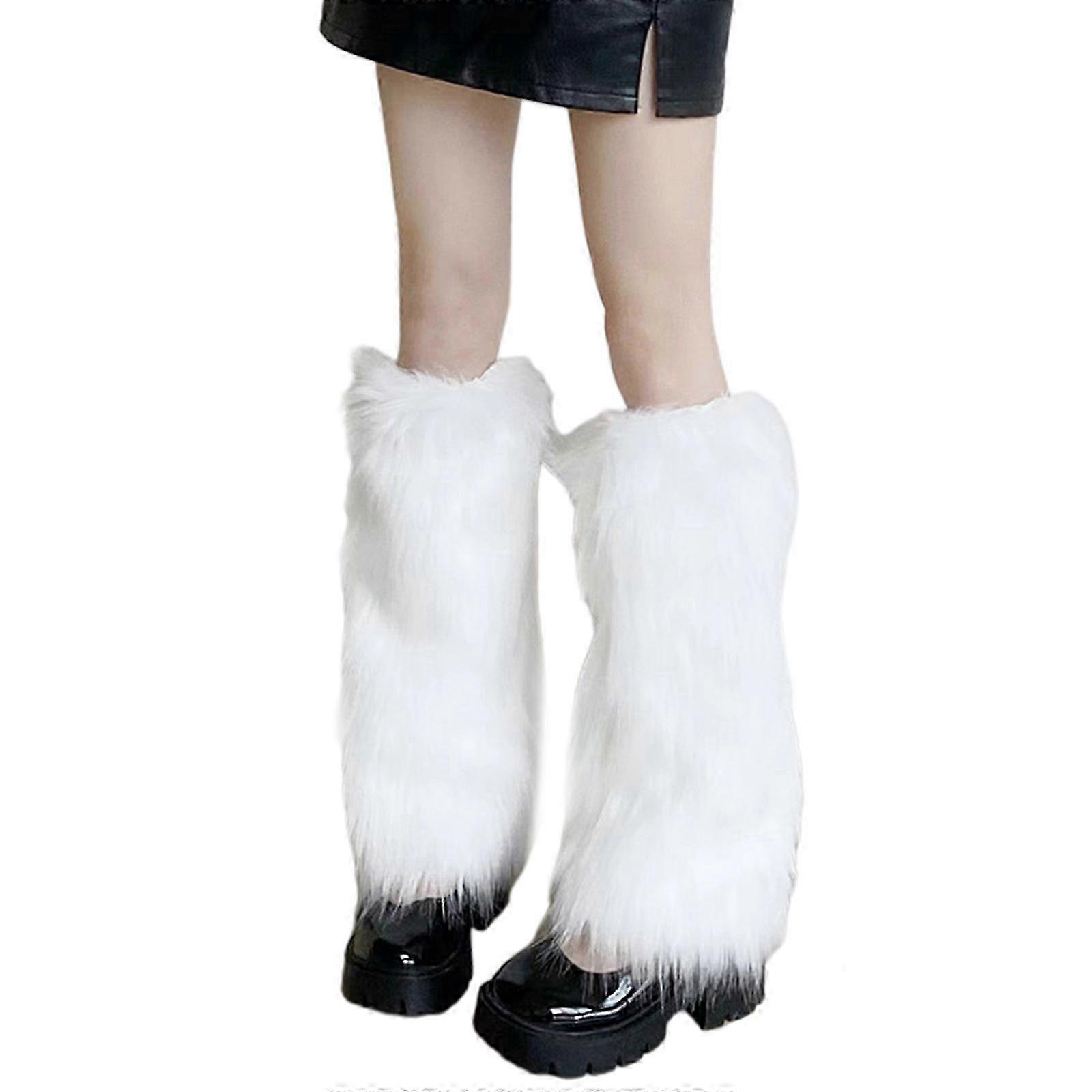 Vintage Faux Fur Leg Warmers for Women, Winter Boot Cuffs, Harajuku Gothic Streetwear Socks, Camel Color