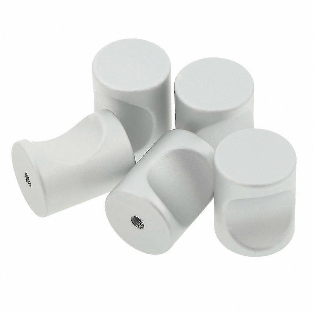 White Cabinet Knobs and Drawer Pulls, 5-Pack Cylindrical Handles, 21x17mm