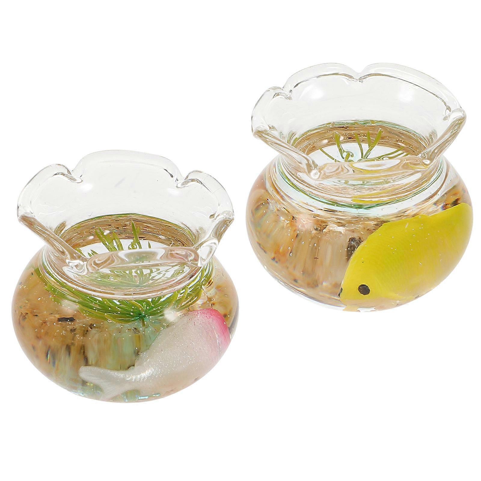 Tiny Things Miniature Fish Bowls for Kids Use 4Pcs Assorted Color