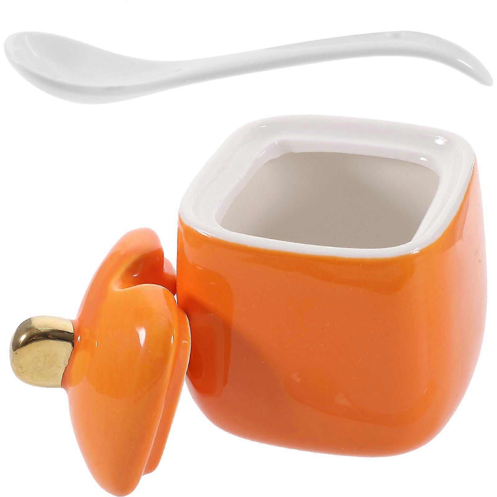 Seasoning Storage Holder Ceramic Spice Can for Kitchen Use 2Sets