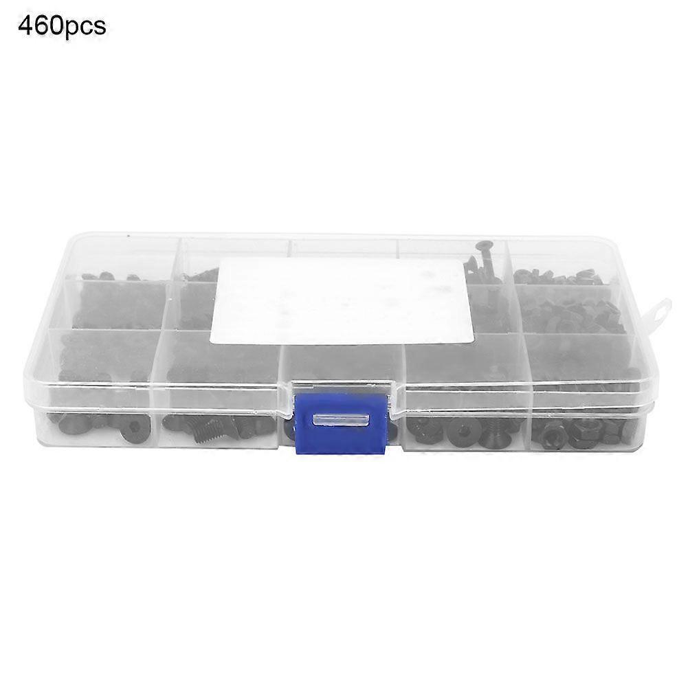 460pcs M3 M4 M5 Black Grade 10.9 Hex Socket Head Flat Countersunk Screw Nut Set