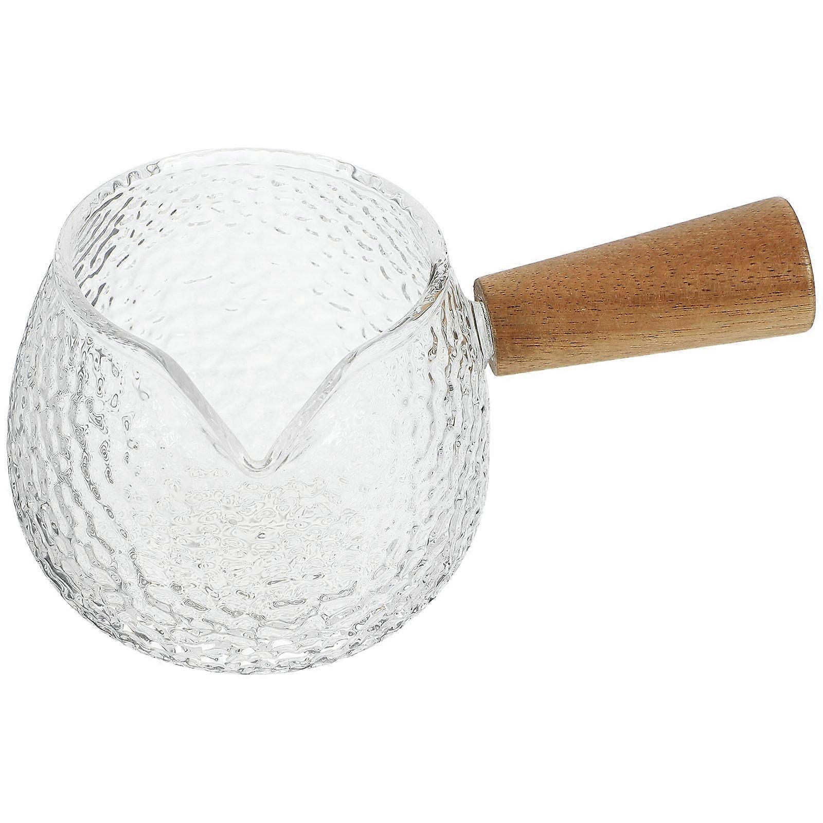 Hammered Texture Milk Pitcher For Office Use With Comfortable Grip Wooden Handle In Assorted Color 2Pcs