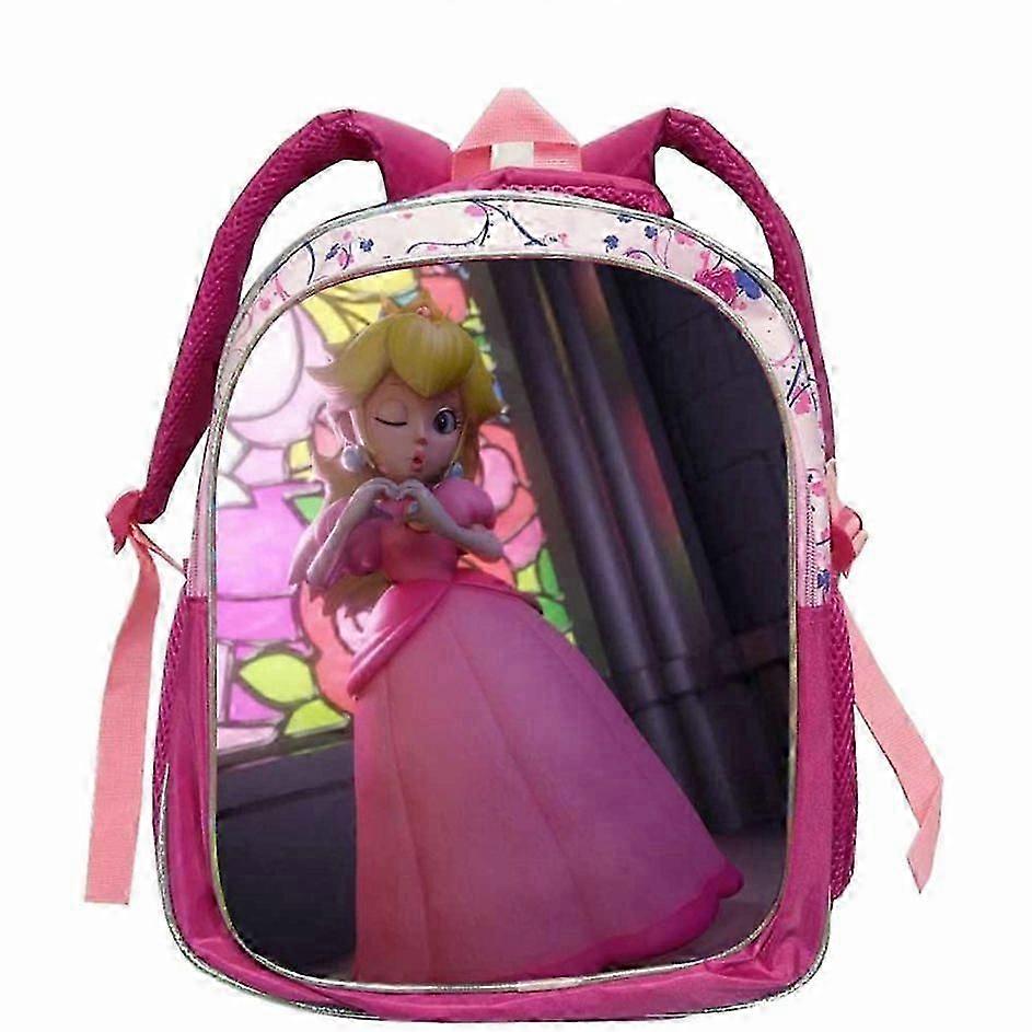 漫画ピーチプリンセススクールバッグ幼稚園男の子女の子スーパーマリオプリンセスバックパック幼児2-6年ピンクモチラス