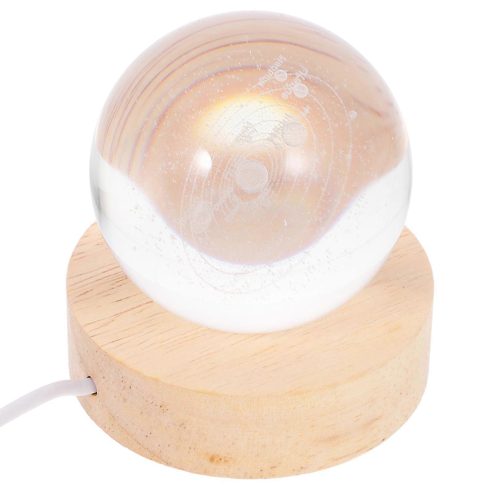 Crystal Ball with Wood Base for Decoration 4Sets LED Light Desktop Sphere