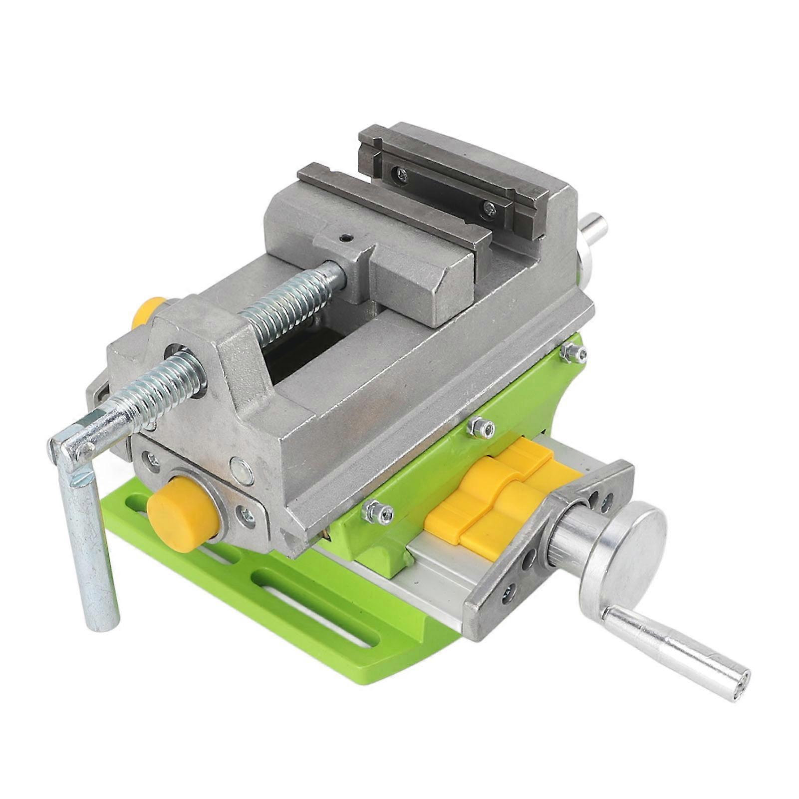 3 Inch Drill Press Vise 2 Way Movement Aluminum Alloy Cross Sliding Flat Vise for Bench Drilling Variable Milling 
