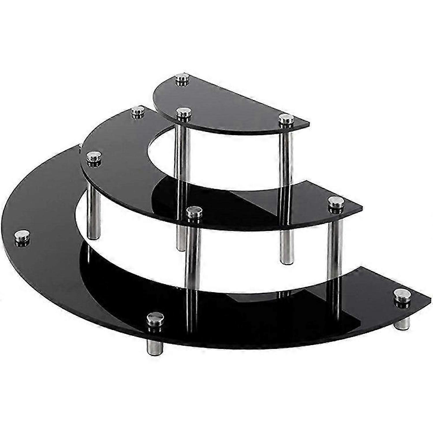 Acrylic Risers Display Stand, 3 Tier Black Cupcake Stand Display Holder Half Moon Dessert Stand Orga