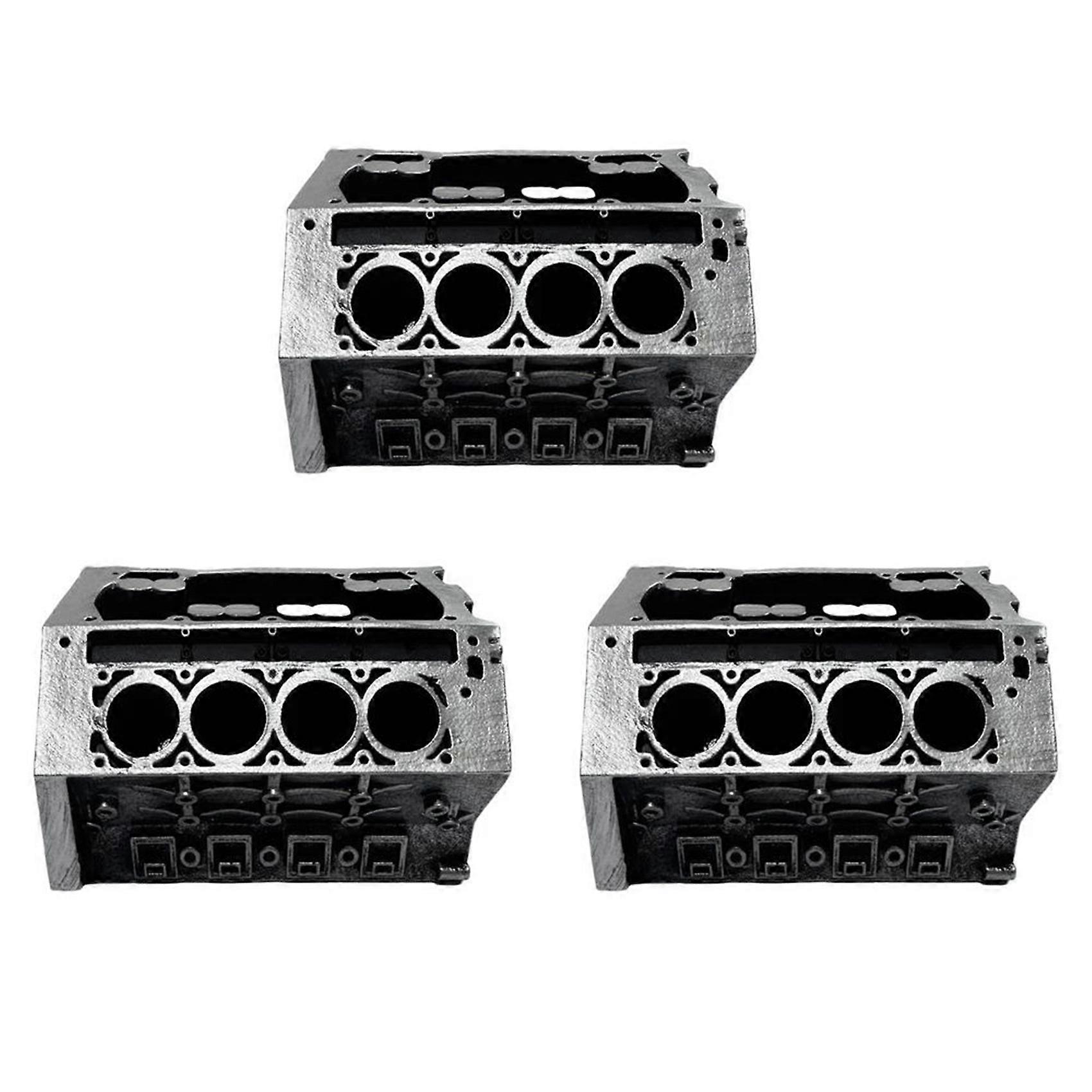 3X Engine Block Business Card & Pencil Holder DIY Business Card Holder Organizer Display Desk Engine Model Silver