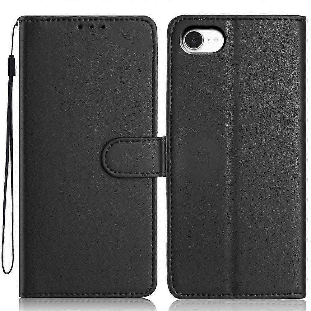 Compatible For iPhone SE (2022) / (2020) / 8 / 7 Wallet Case with Strap / Multiple Card Slots Solid Color Leather Stand Phone Cove