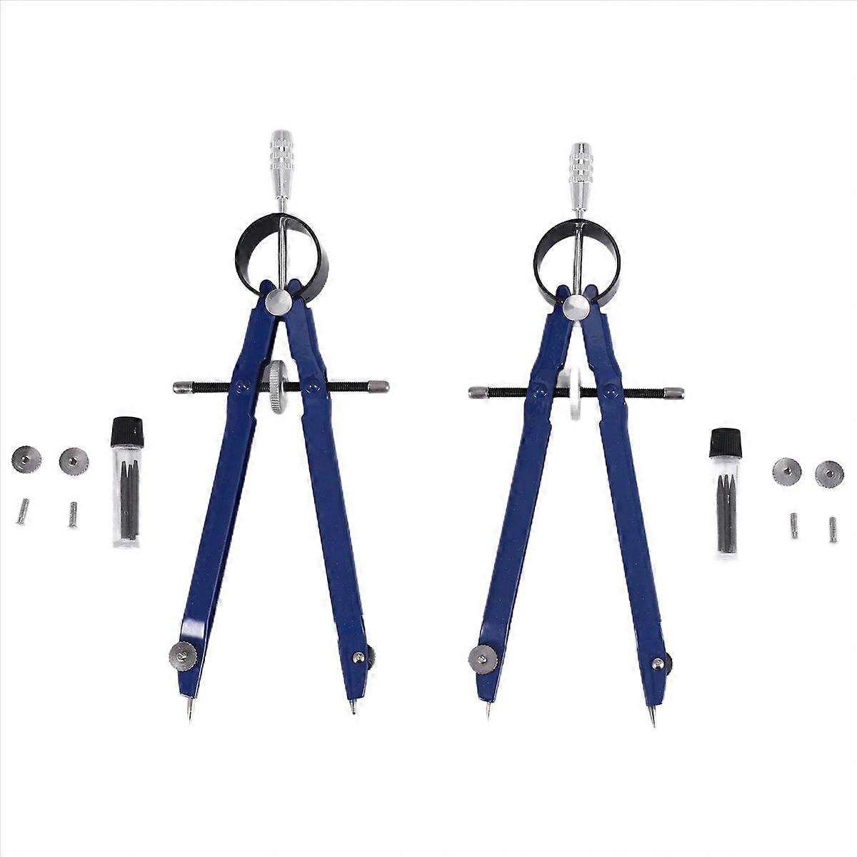 2 Pack Drafting Compass with Lock Math Bow Compass Drawing Metal Compass with Wheel Geometry Compass