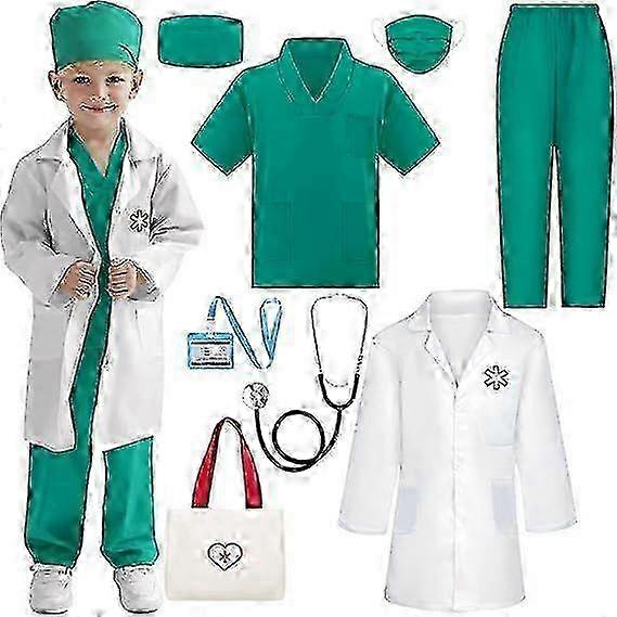 Lasten lääkäriasusetti, jossa on oikea stetoskooppi ja kangaskassi, tytöille ja pojille