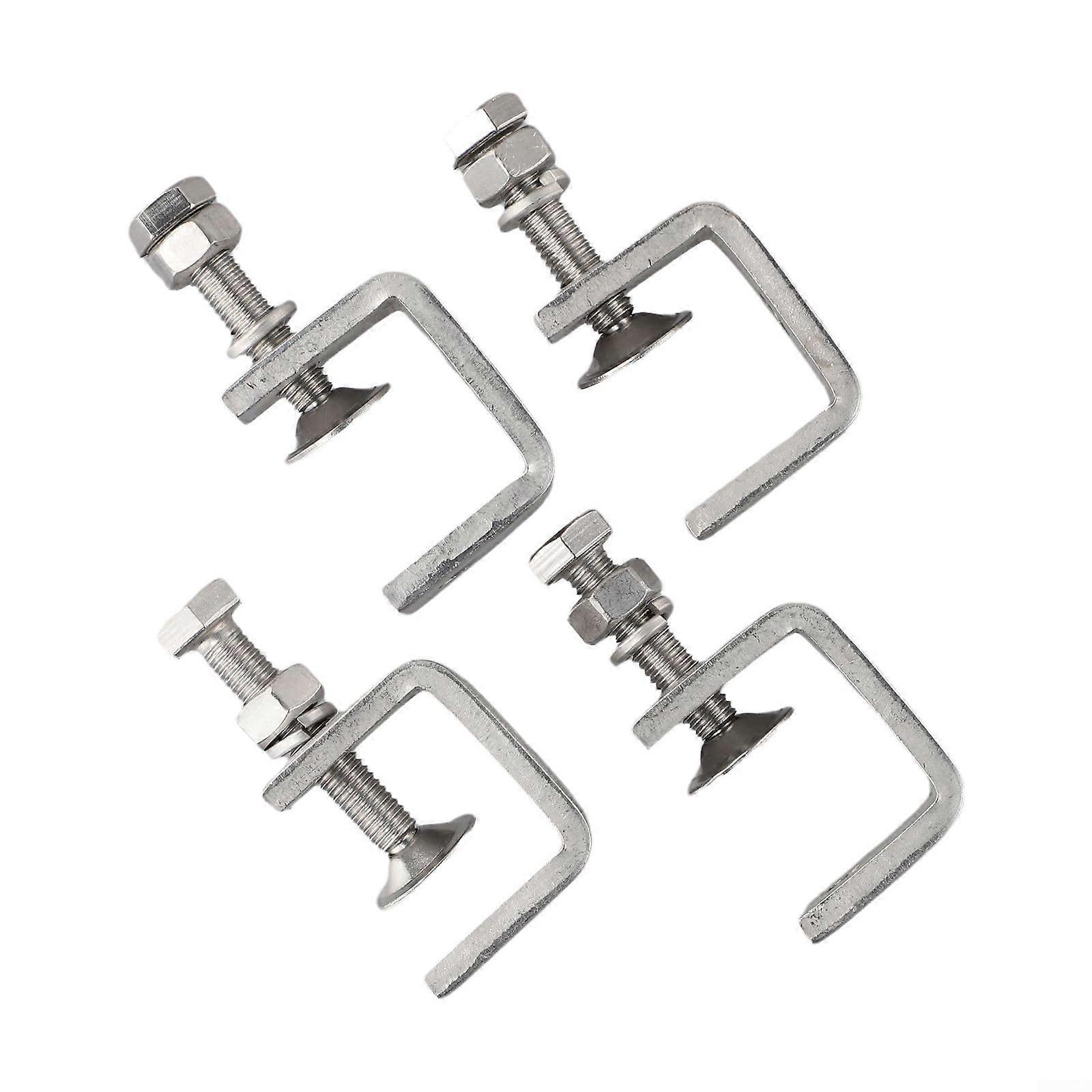 Stainless Steel C Clamp Set For Desk Or Cabinet Mounting, M8 Threaded Hole, Adjustable Screw, Rust Resistant, 4Piece