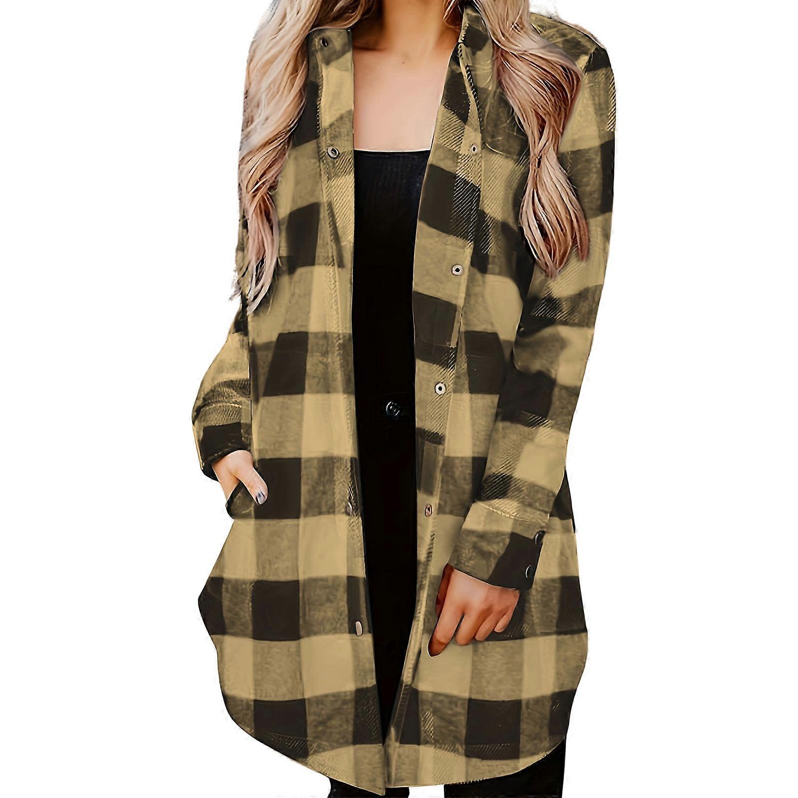 Women Button Down  Shirts Oversized Lightweight Blouses Loose Casual Tops Fall Trendy Coats  Yellow XL