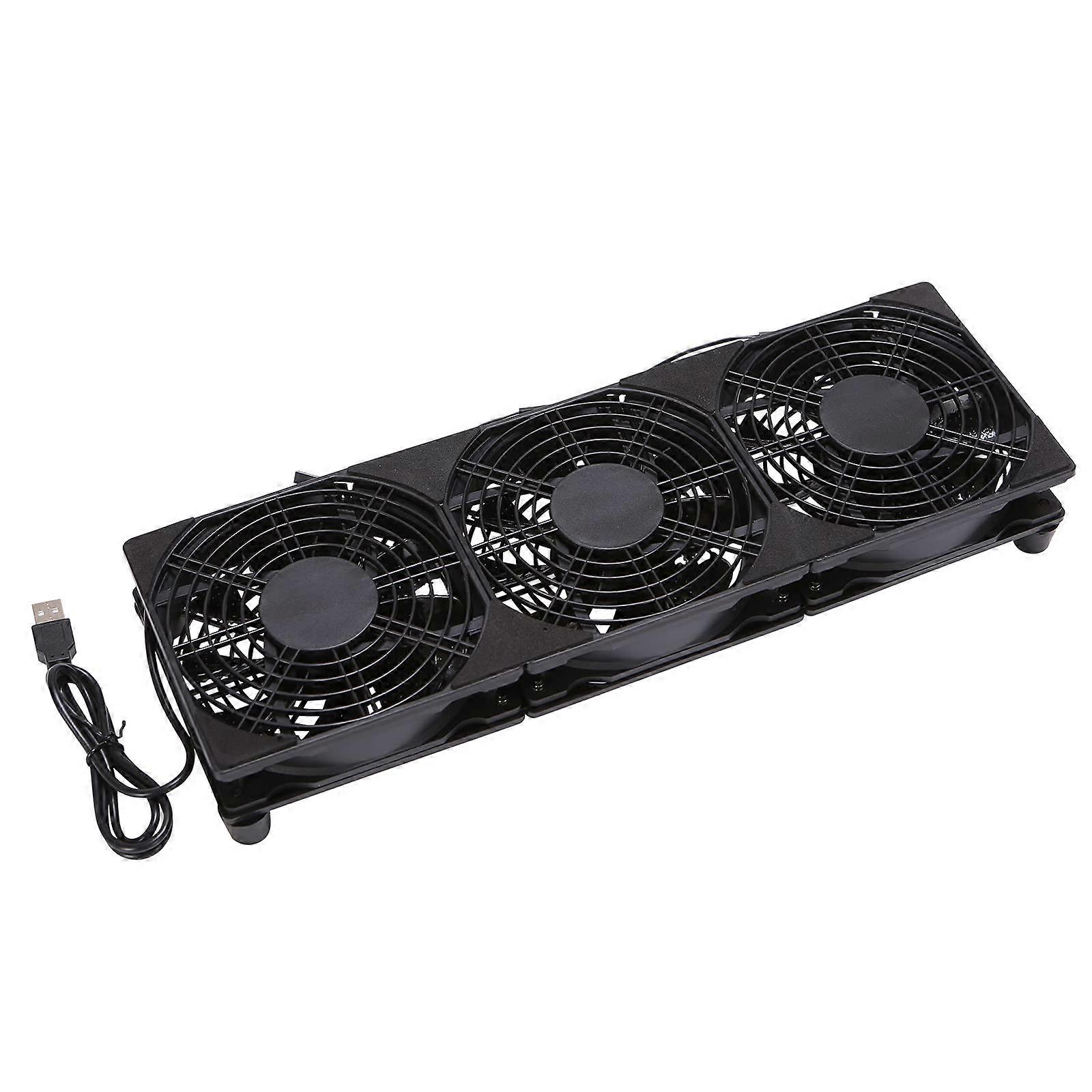 3x120mm 360mm USB Cooling Fan System For Router Rack Network Cabinet And Server  5V USB Powered Quiet Operation Laptop Cooling Mining Rig