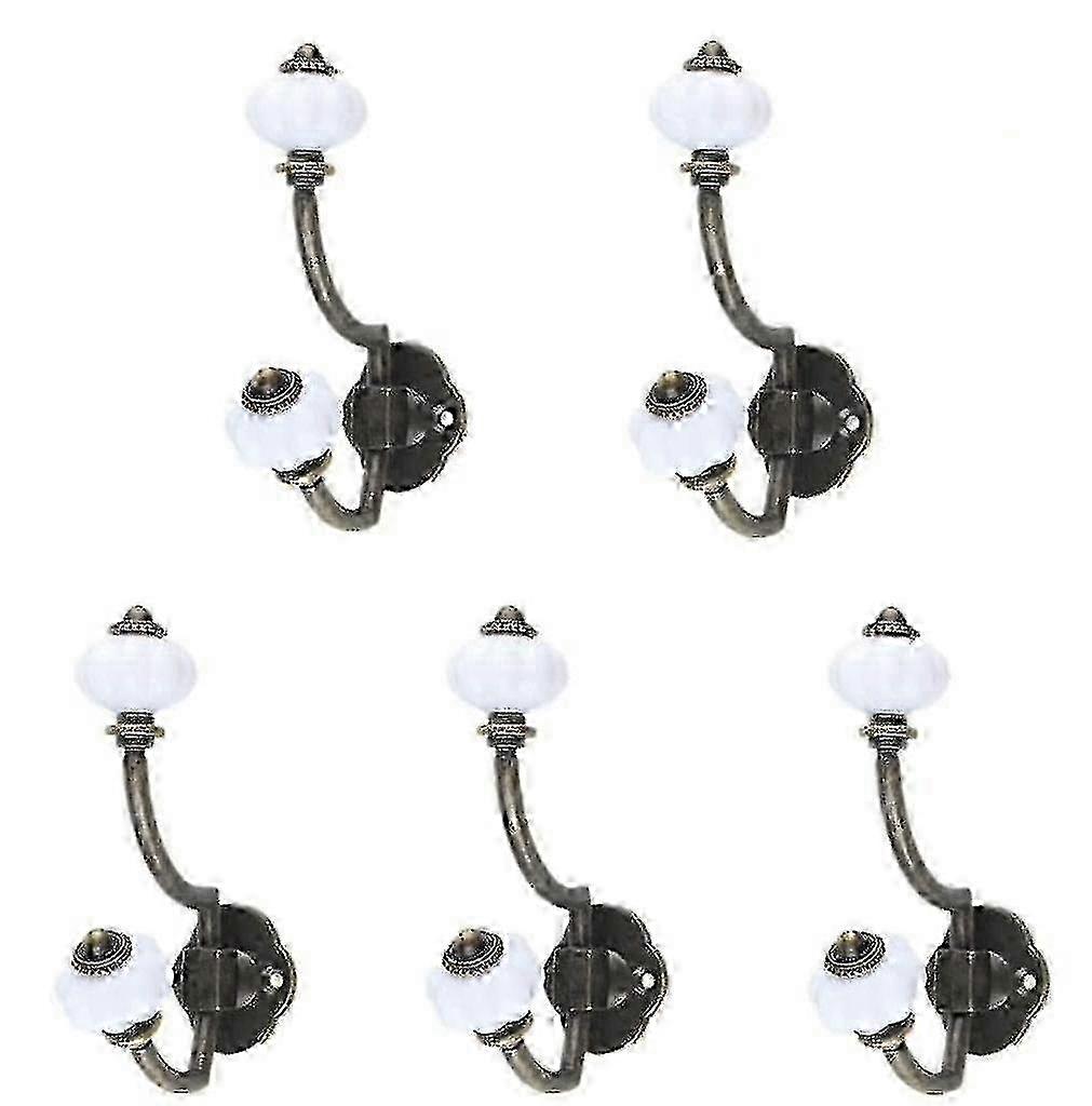 Retro Ceramic Coat Hooks, Pack Of 5 Pal Hooks