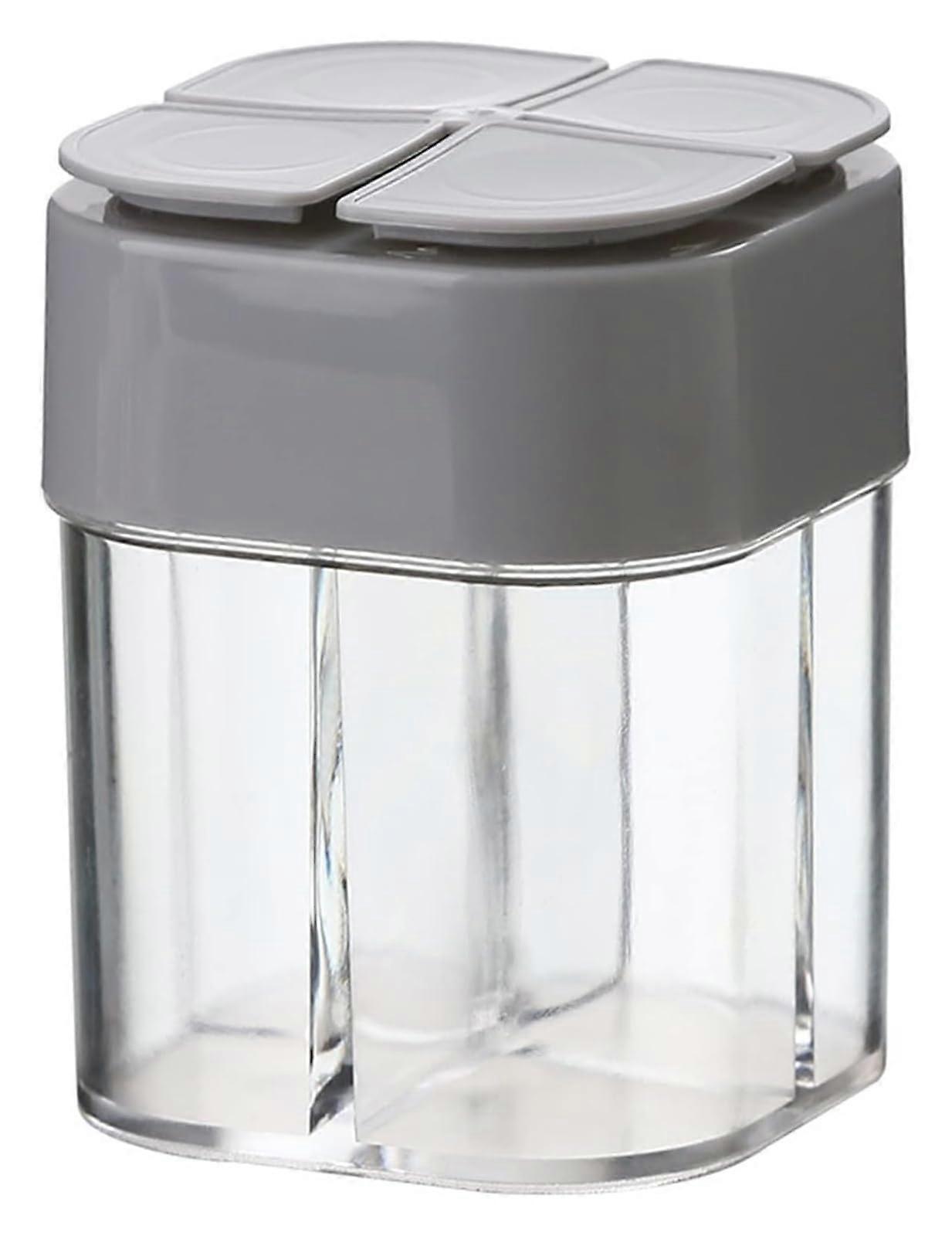 Spice Box, 4Grid Seasoning Box With Lid, Transparent Condiment Jars, Spice Containers For Home, Dark Gray