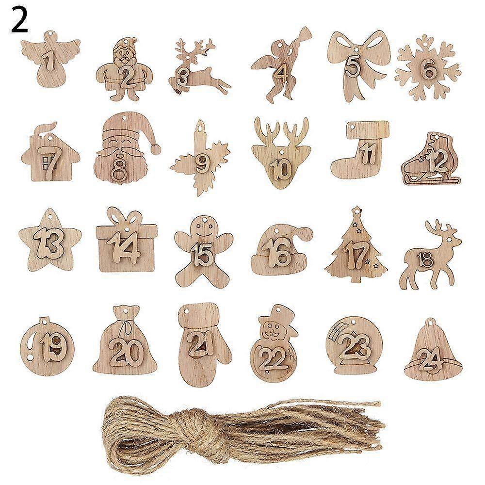Clips Ornament Xmas Wooden Pendant Christmas Advent Calendar Countdown Hanging Tags Number Label