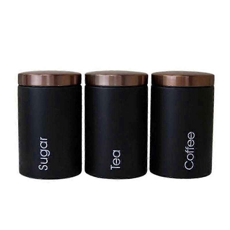 3PCS Stylish Tea Sugar Coffee Storage with Lid Black