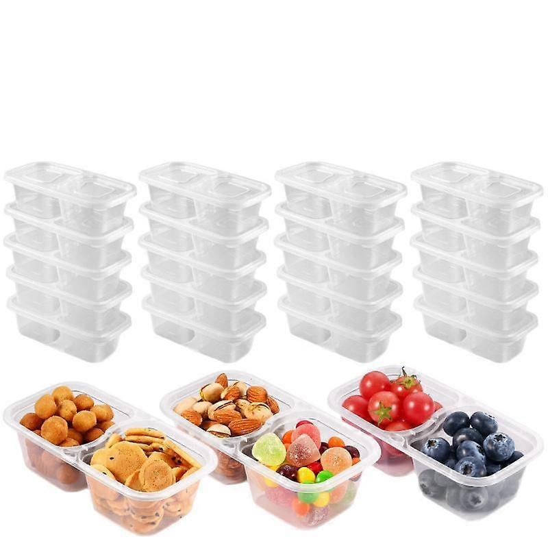 200ml Disposable Double Compartment Seasoning Box with Lid, Portable Sauce Box, Candy and Fruit Box, Double Compartment Snack Container, Reu