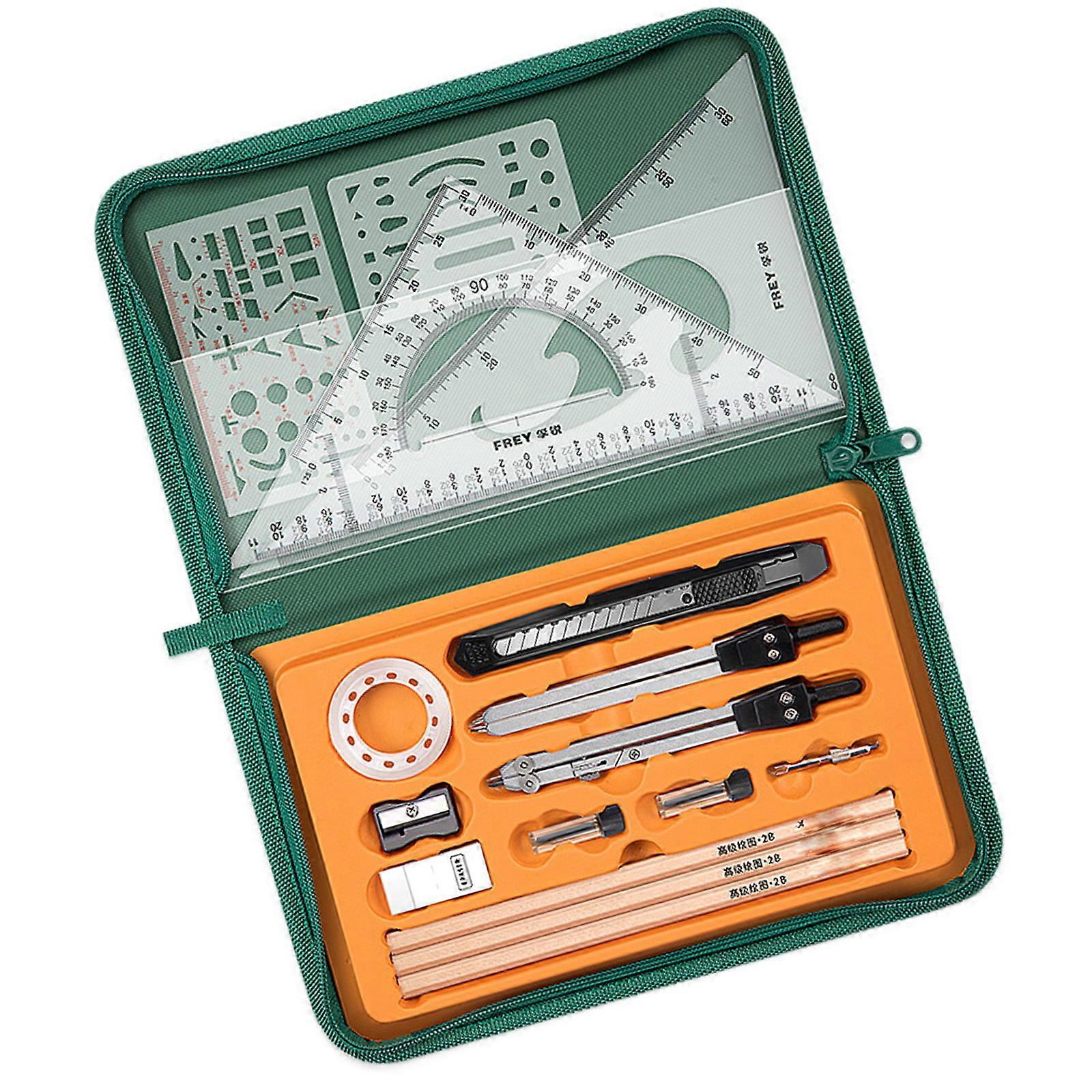 Engineering Compass With Multifunctional Geometric Drawing Templates Ruler For Architectural Drafting Technical Drawing Multicolor