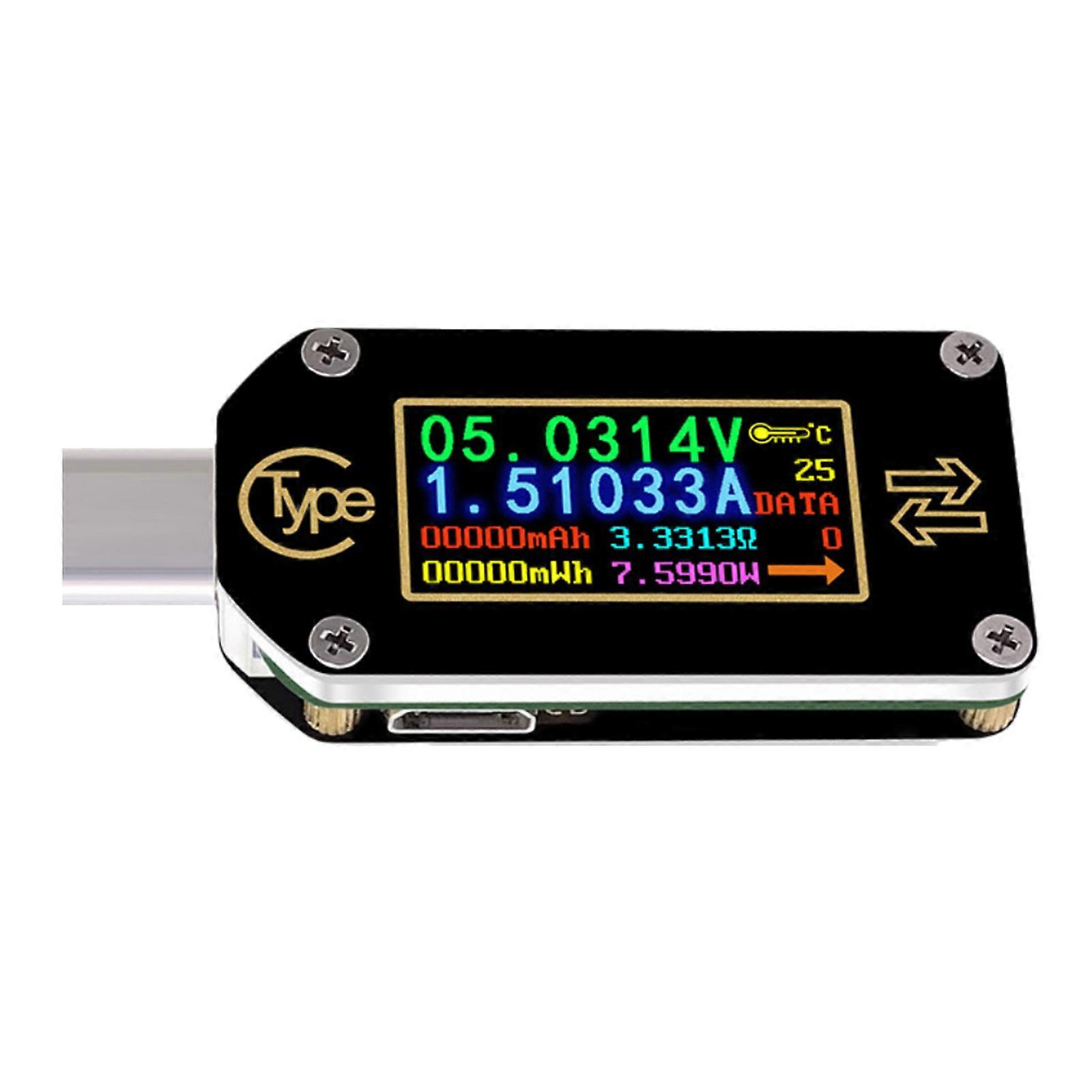 USB C Tester USB C Power Meter Voltage Meter Current and Voltage Monitors USB C Safety Tester Battery Capacity Meter Multicolor