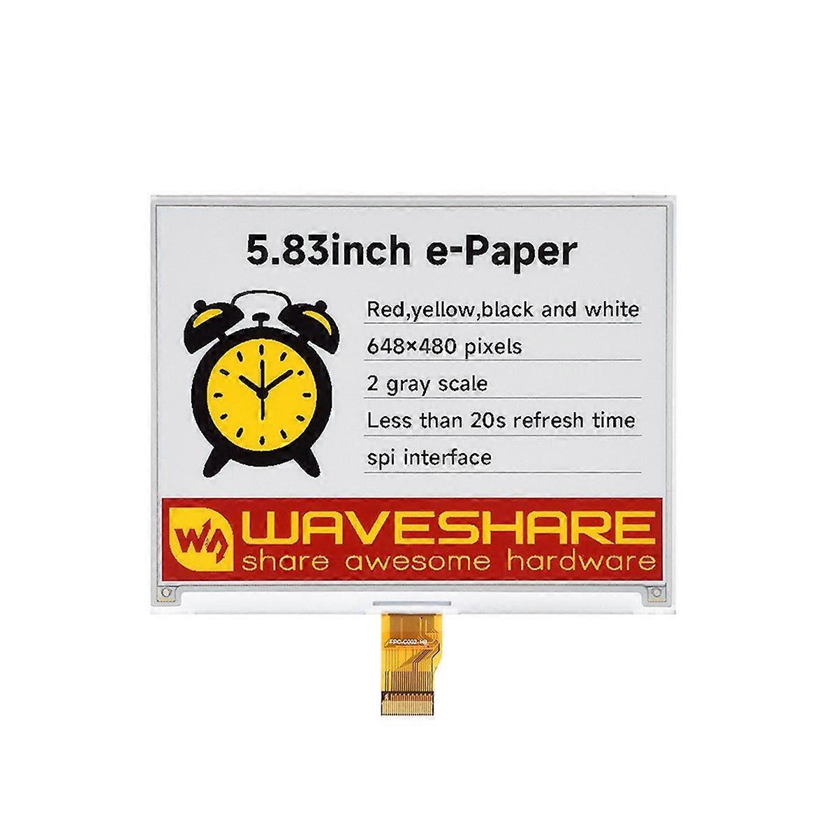  5.83-Inch 40Pin E-Ink Screen 648x480 E-Paper Red Yellow Black White E-Paper Display SPI Interface