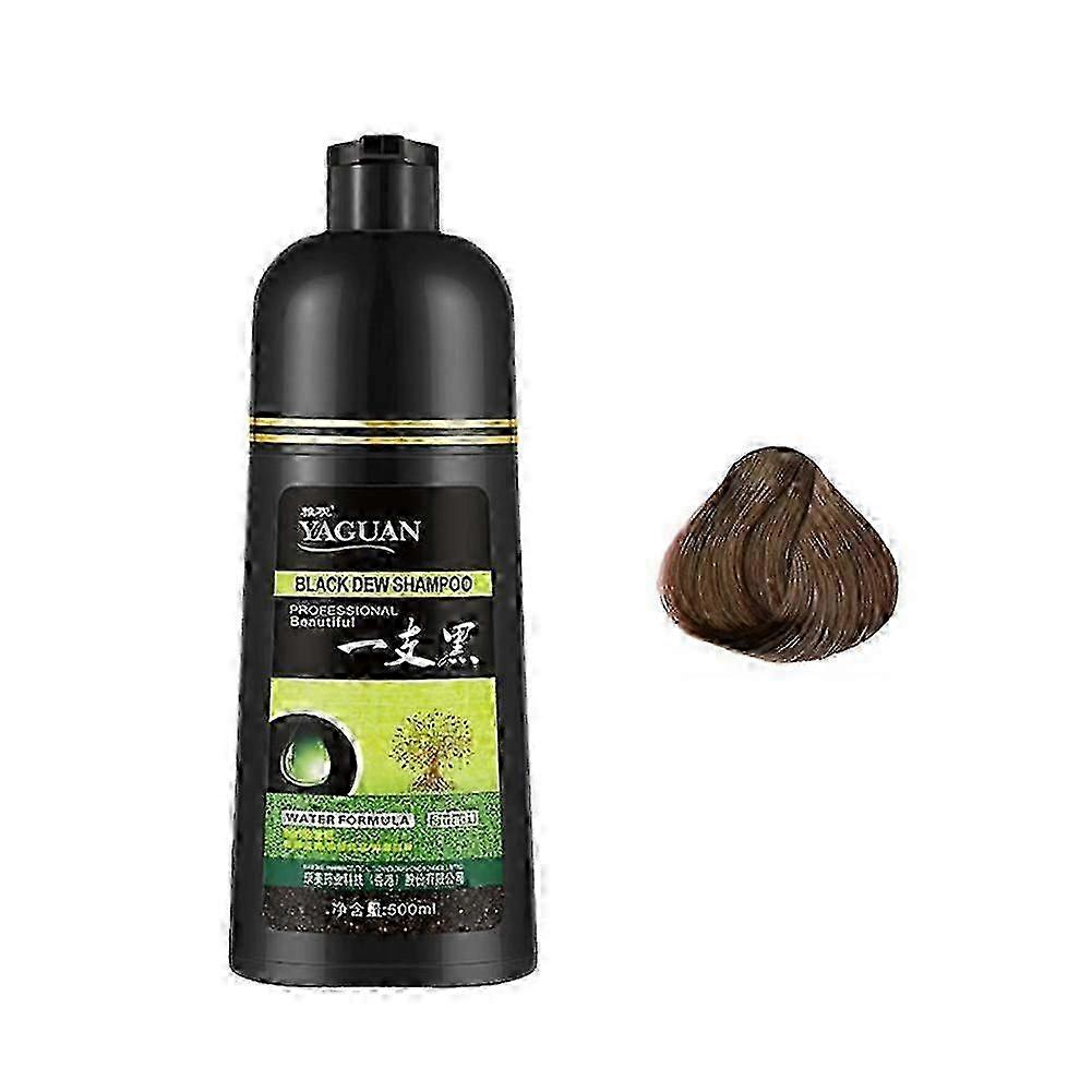 ヤグアンハーバルブラックデューシャンプー、ブラックヘアダイシャンプー3-In-1染料ヘアカラー