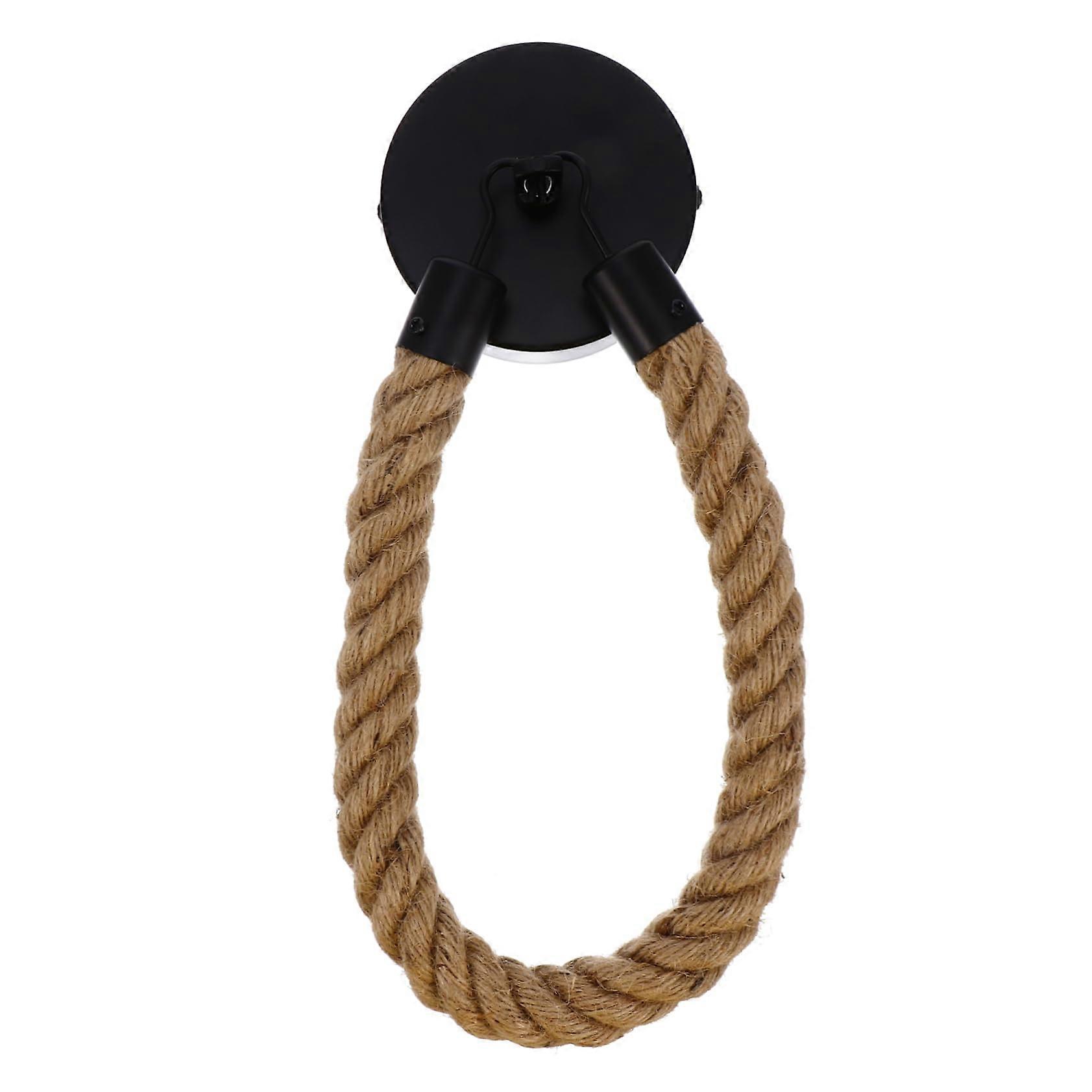 Jute Toilet Paper Holder with Rustproof WallMounted Shelf for Bathroom Storage and Phone Placement