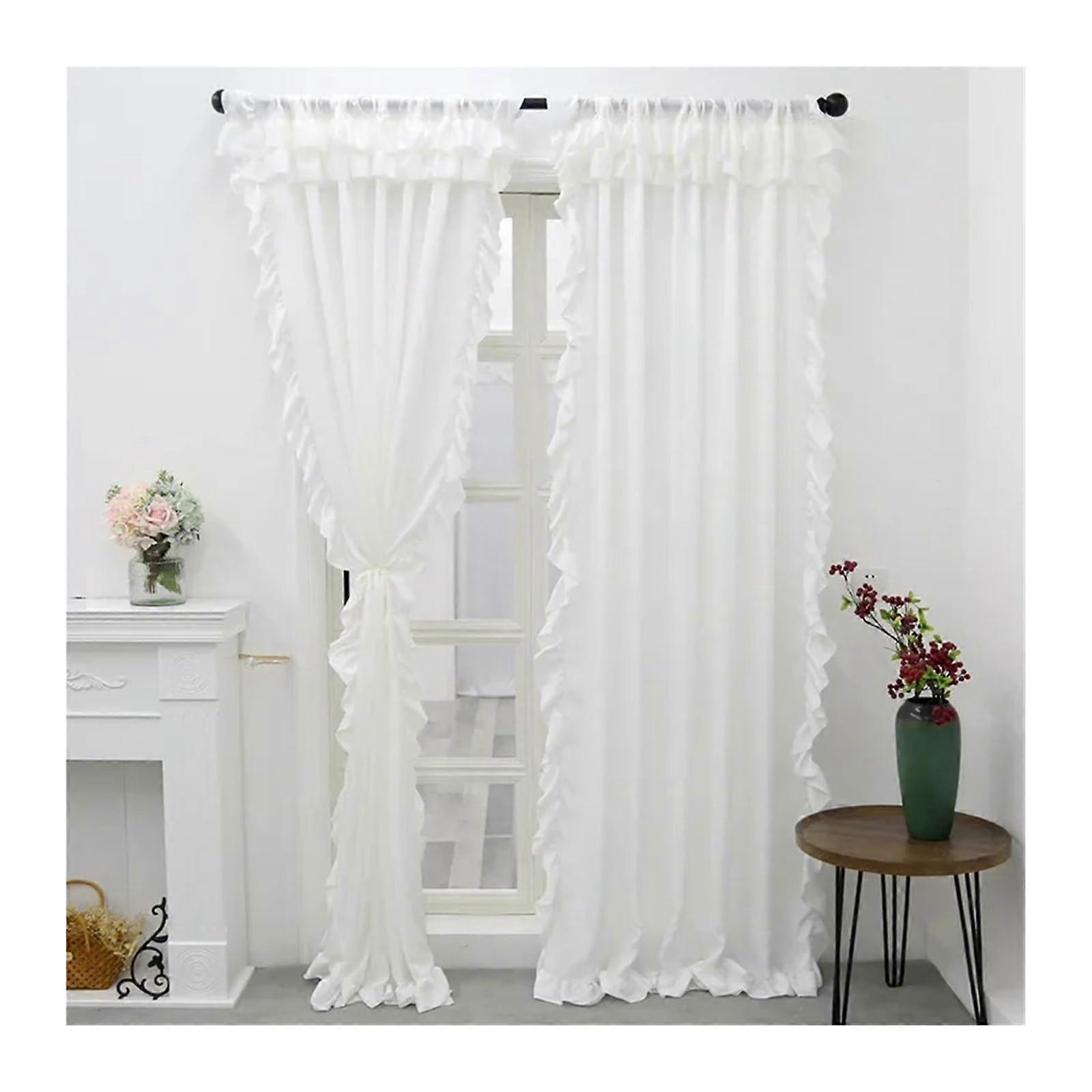 Sheer Window Curtains Pair Light Filtering Gauze Panels for Living Room Décor 140x260cm