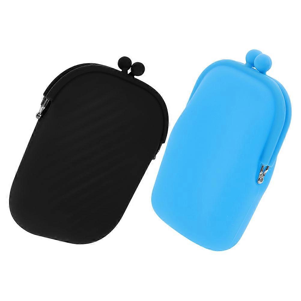 Silicone Coin Purse For Women 2Pcs Portable Change Storage Bag Solid Color Mini Wallet Compact Coin Organizer