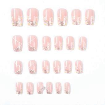 Press on Nails French Tip Nails Oval Nail Tips Glossy Fake Nails False Nailsx